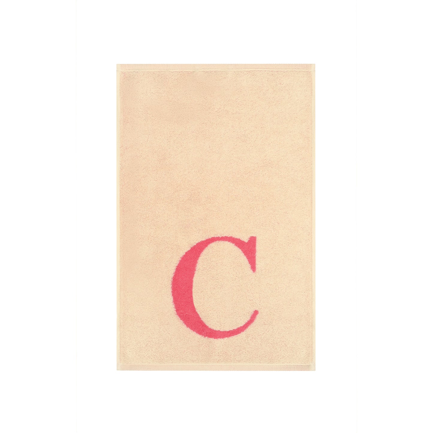 2er Set - Kleines Handtuch mit Buchstabe "C" – Natur / Pink / Orange