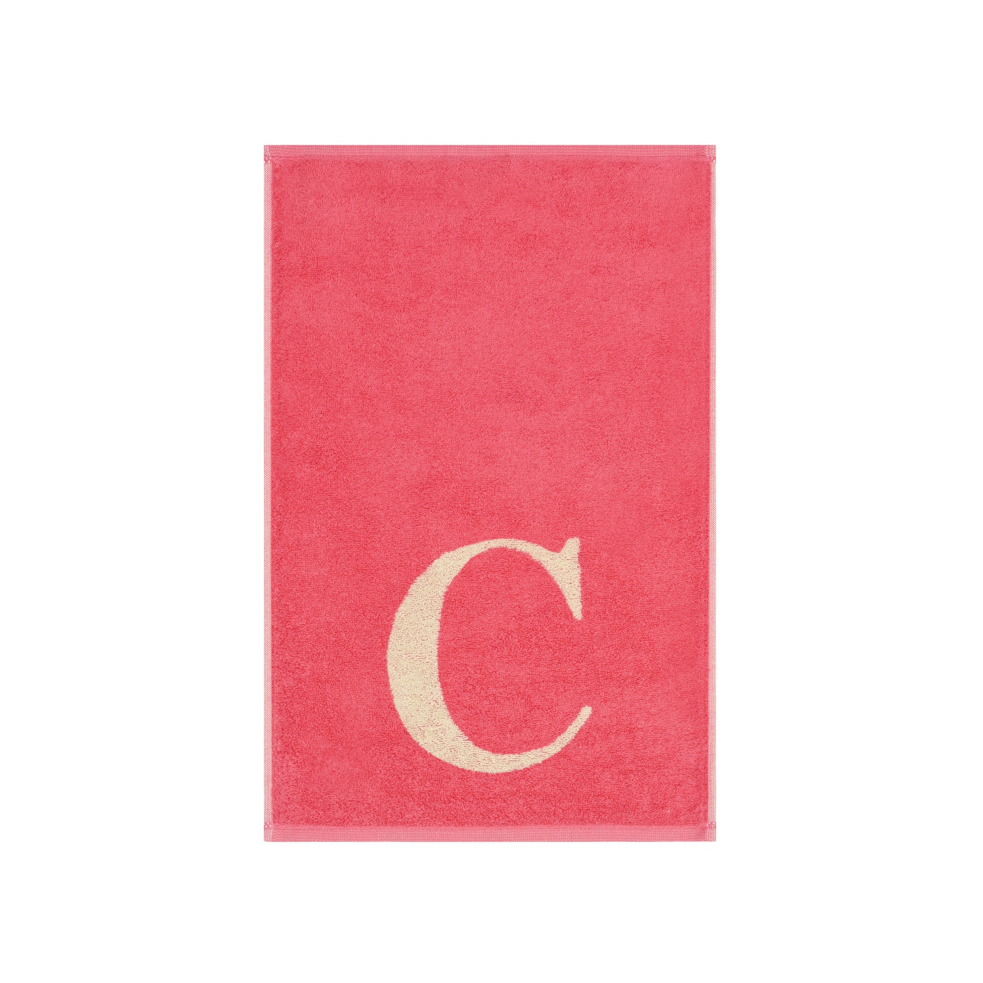 2er Set - Kleines Handtuch mit Buchstabe "C" – Natur / Pink / Orange