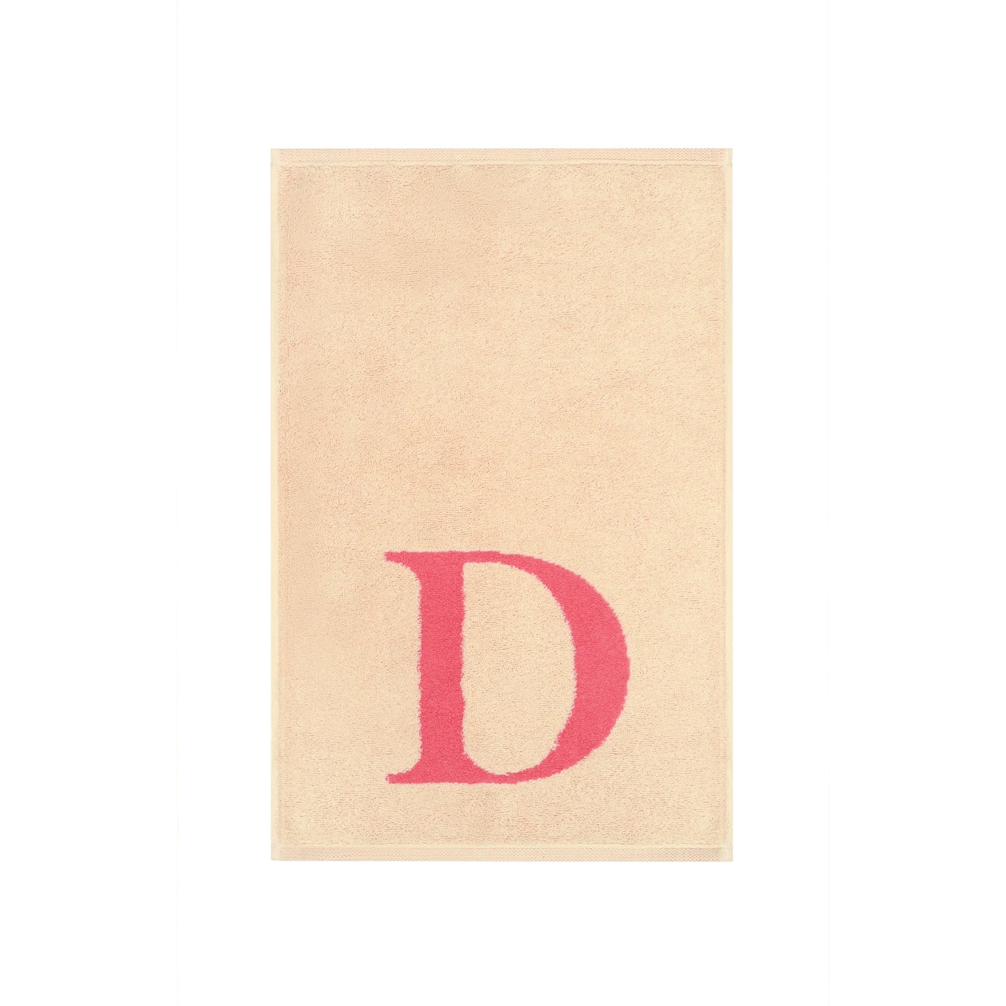 2er Set - Kleines Handtuch mit Buchstabe "D" – Natur / Pink / Orange