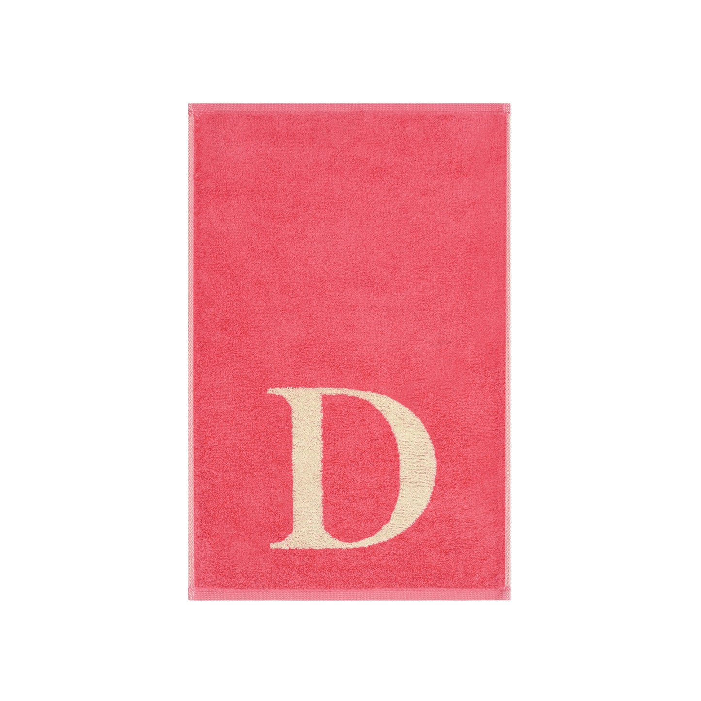 2er Set - Kleines Handtuch mit Buchstabe "D" – Natur / Pink / Orange
