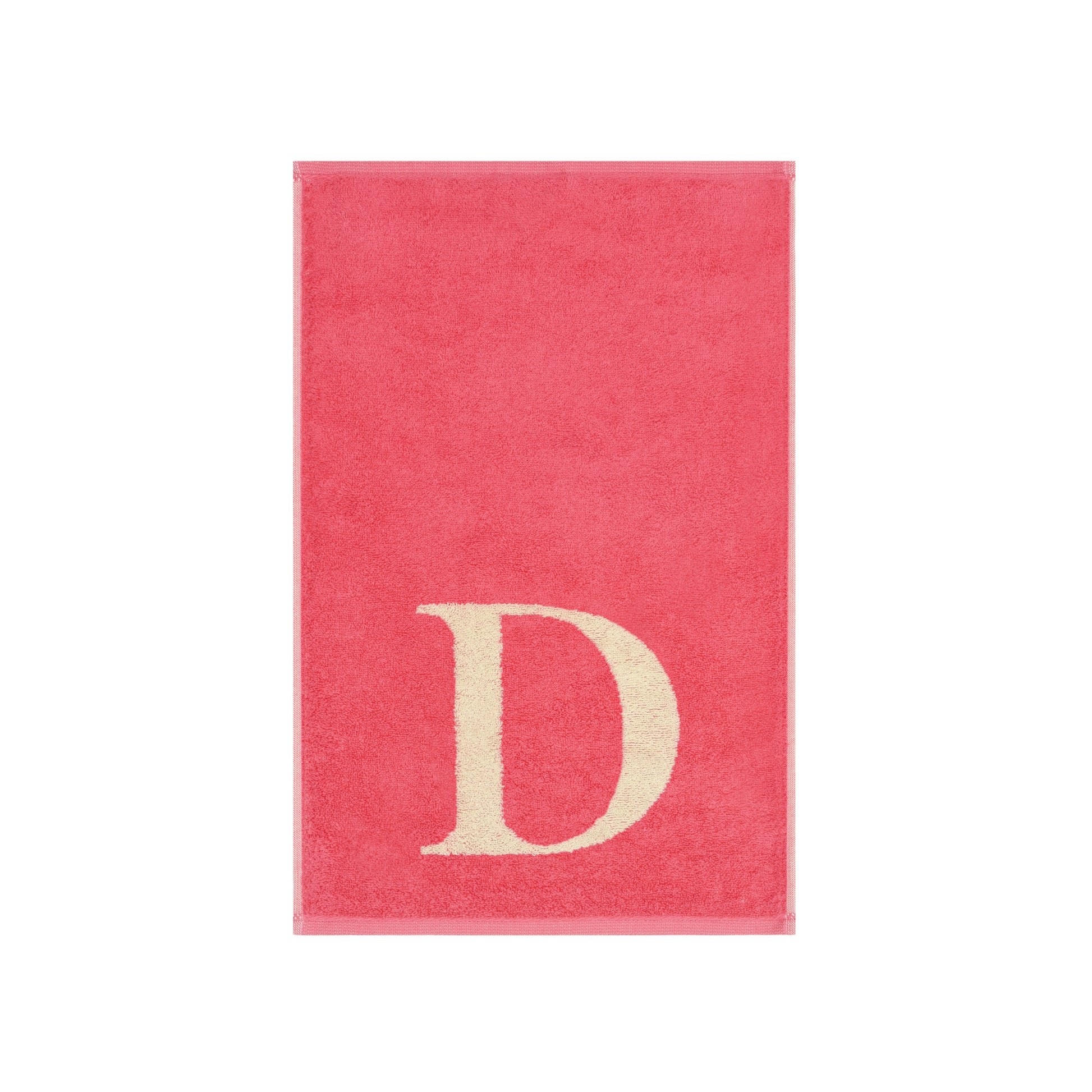 2er Set - Kleines Handtuch mit Buchstabe "D" – Natur / Pink / Orange