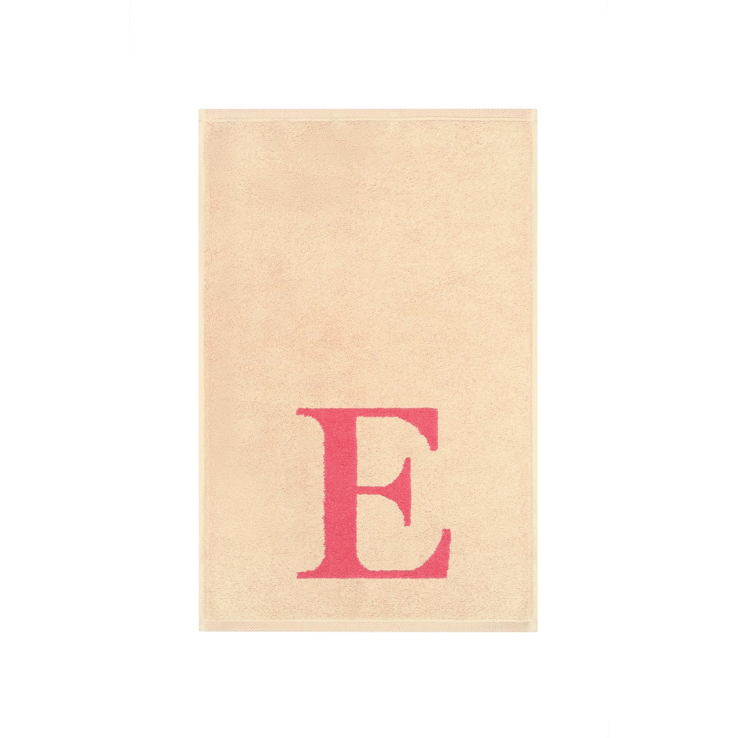 2er Set - Kleines Handtuch mit Buchstabe "E" – Natur / Pink / Orange