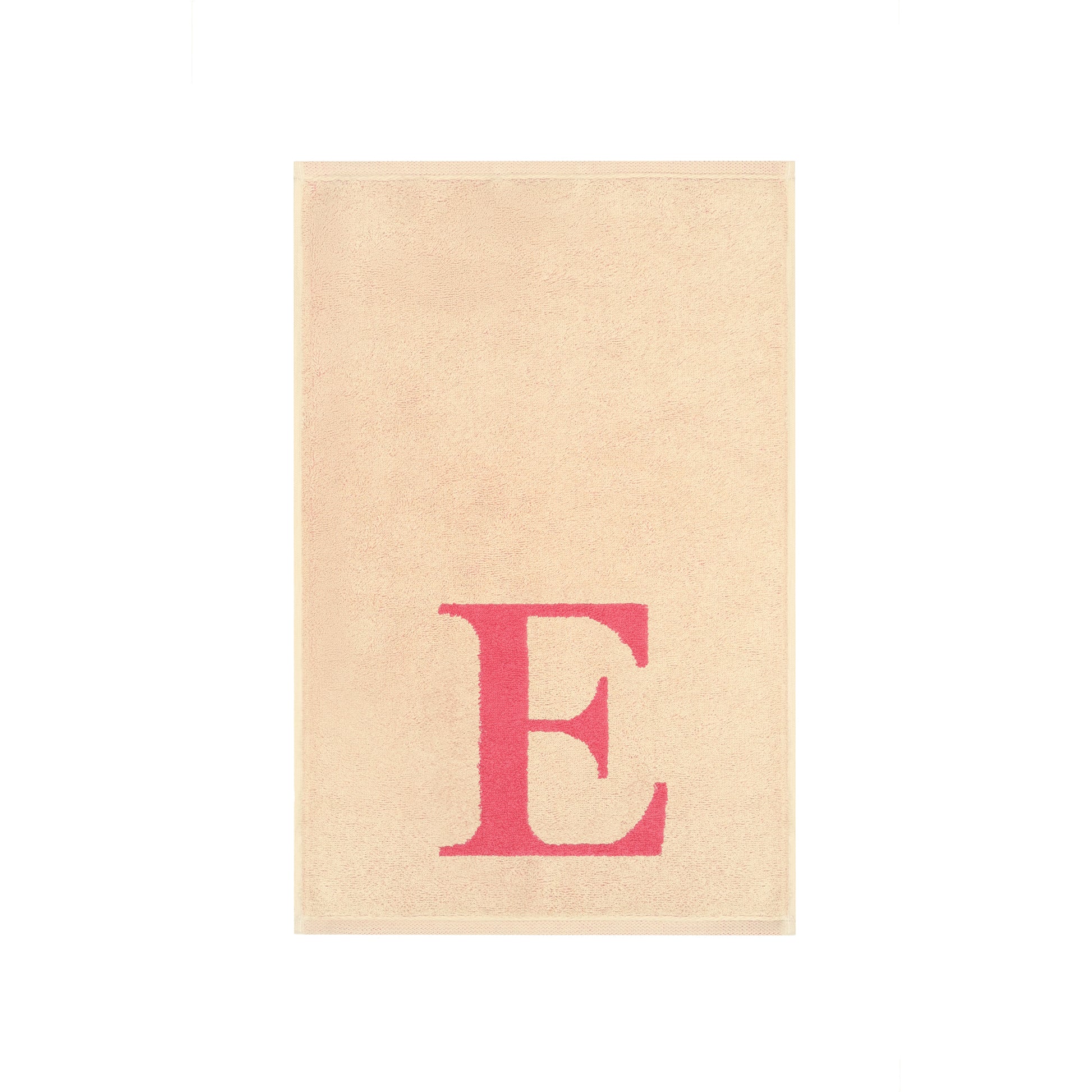 2er Set - Kleines Handtuch mit Buchstabe "E" – Natur / Pink / Orange