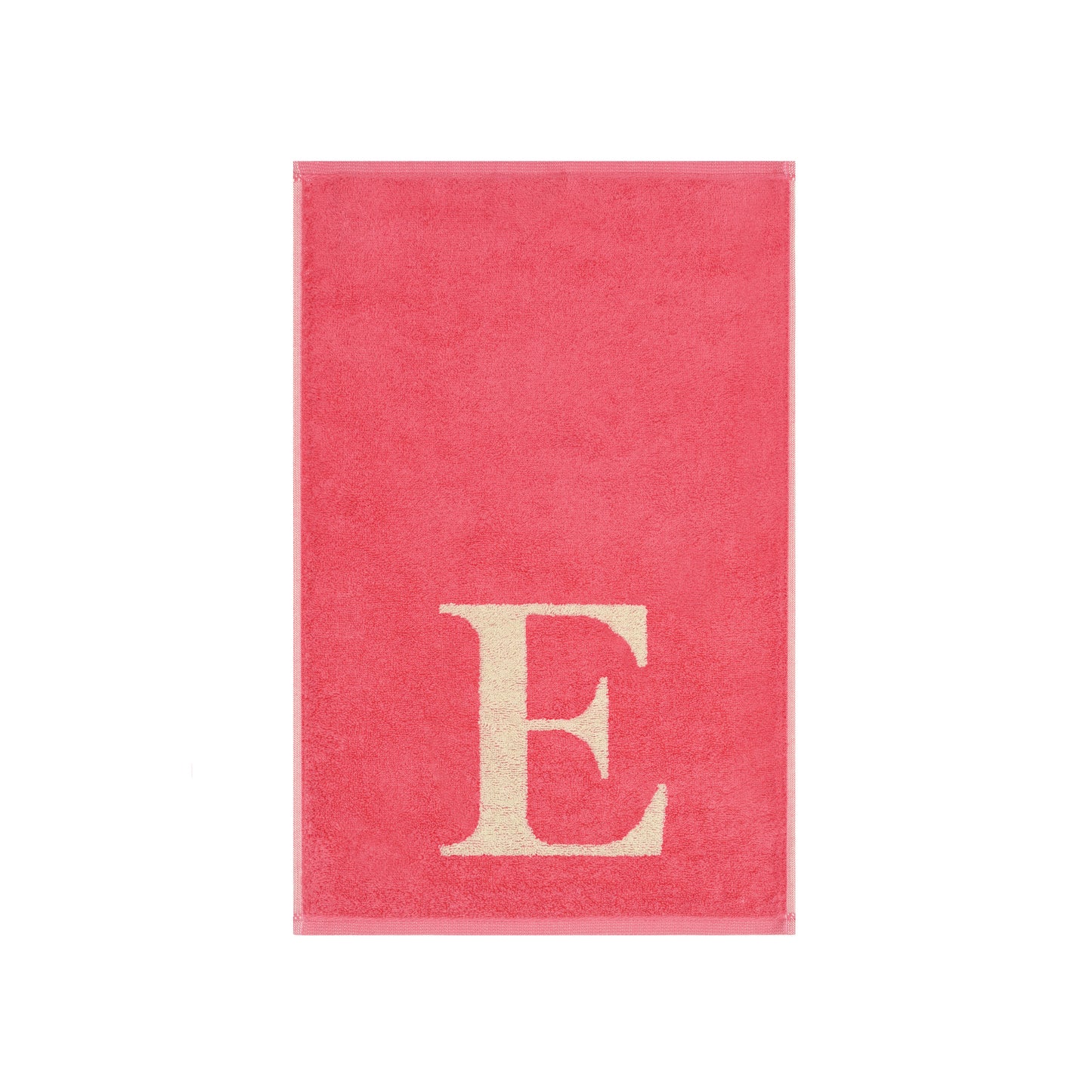 2er Set - Kleines Handtuch mit Buchstabe "E" – Natur / Pink / Orange