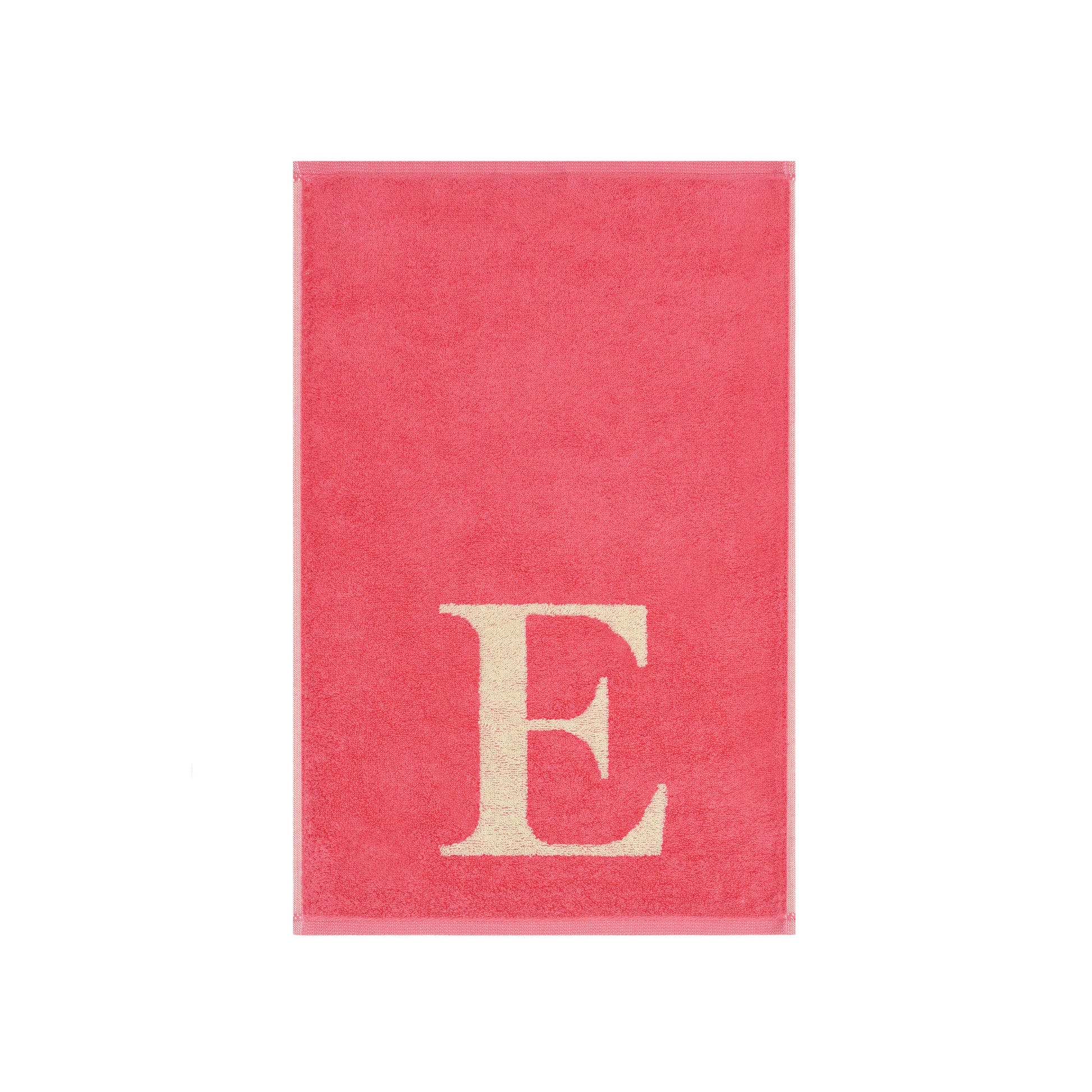 2er Set - Kleines Handtuch mit Buchstabe "E" – Natur / Pink / Orange