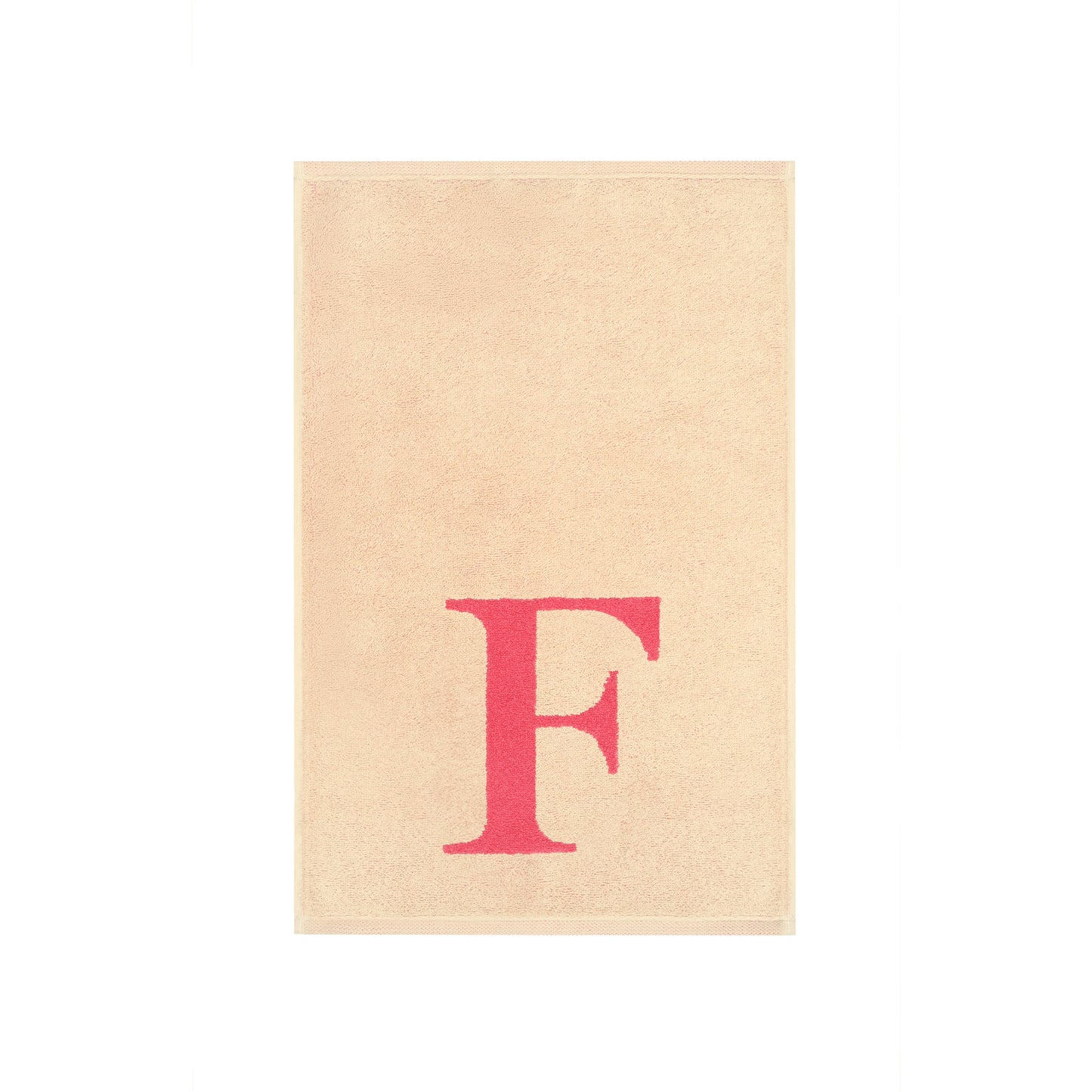 2er Set - Kleines Handtuch mit Buchstabe "F" – Natur / Pink / Orange