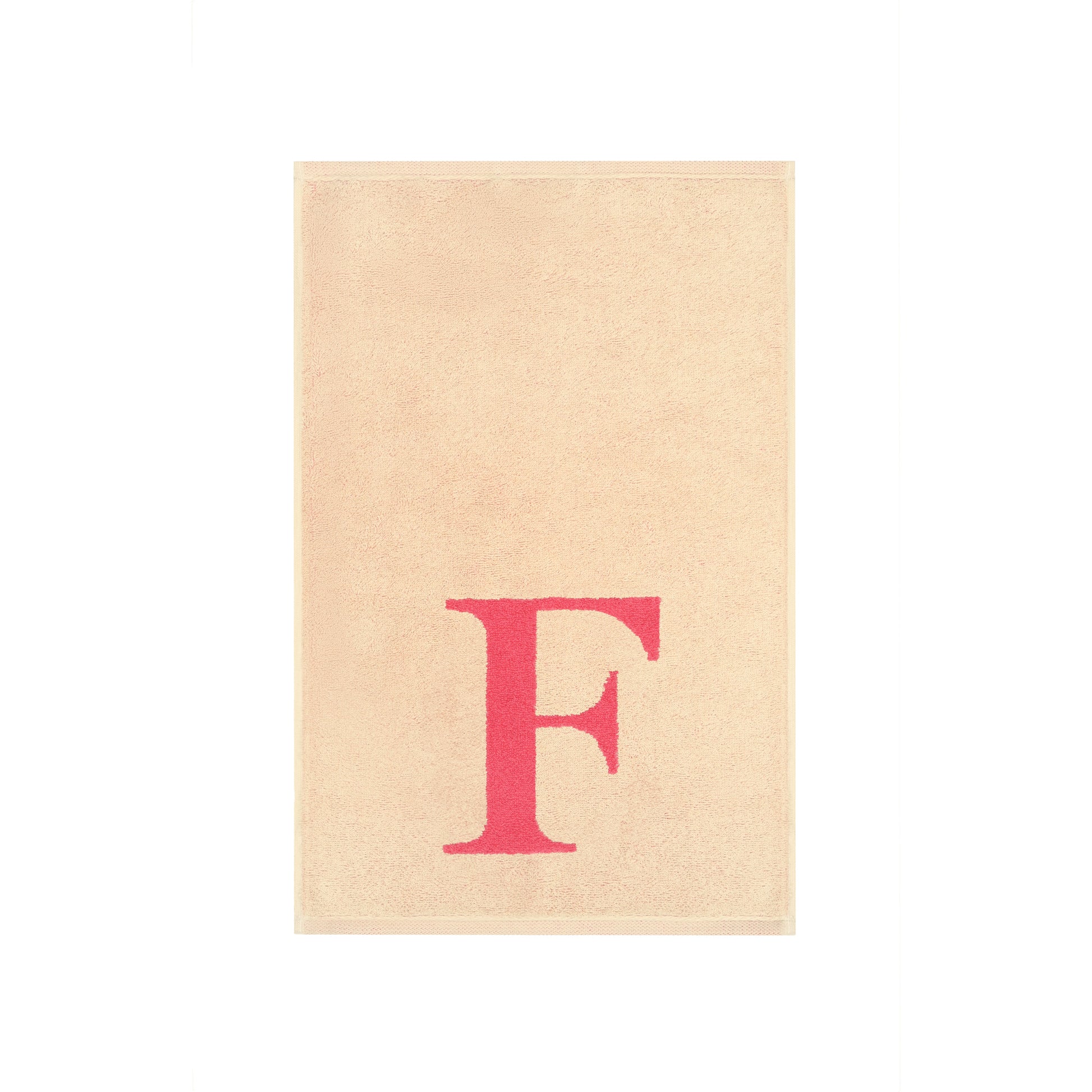 2er Set - Kleines Handtuch mit Buchstabe "F" – Natur / Pink / Orange