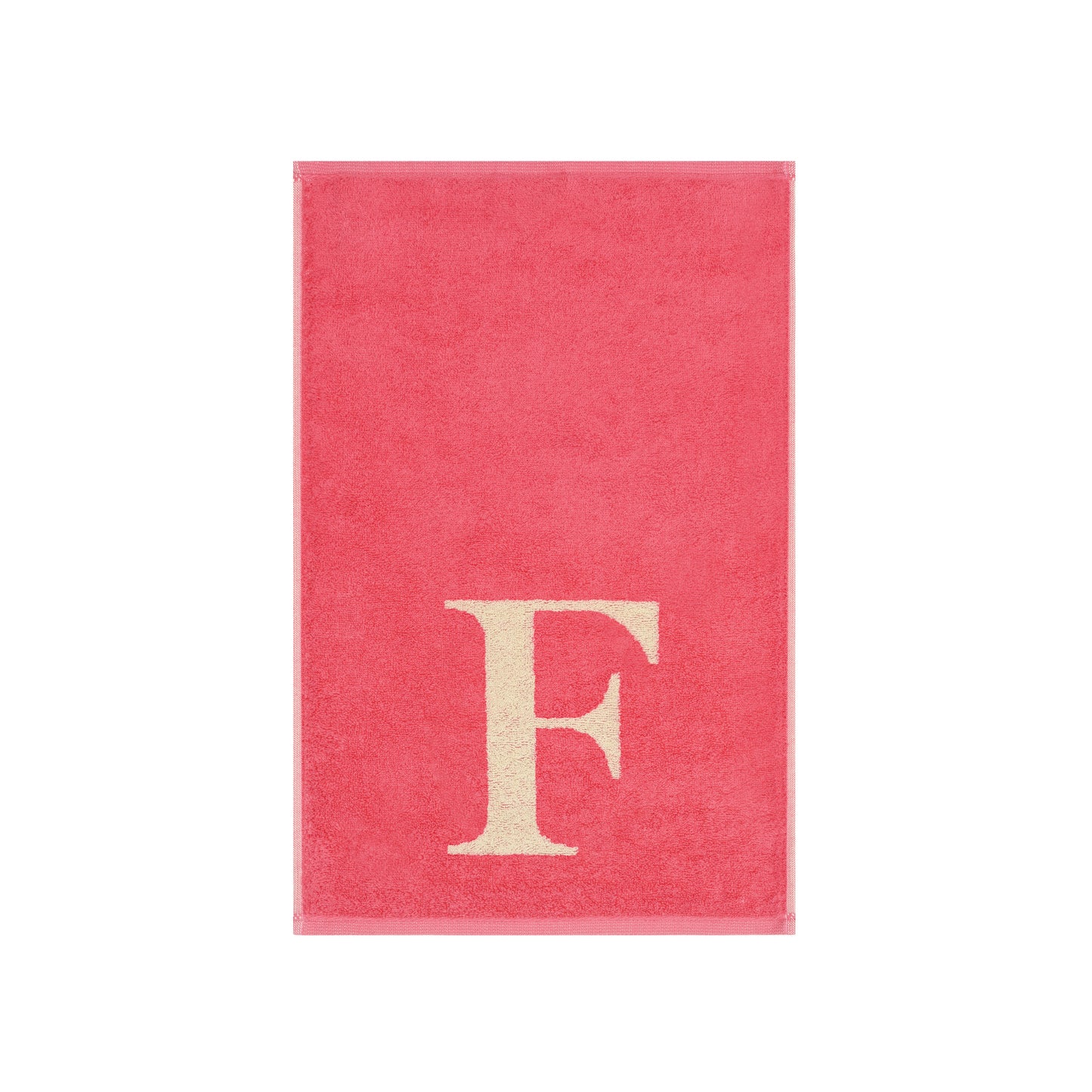 2er Set - Kleines Handtuch mit Buchstabe "F" – Natur / Pink / Orange