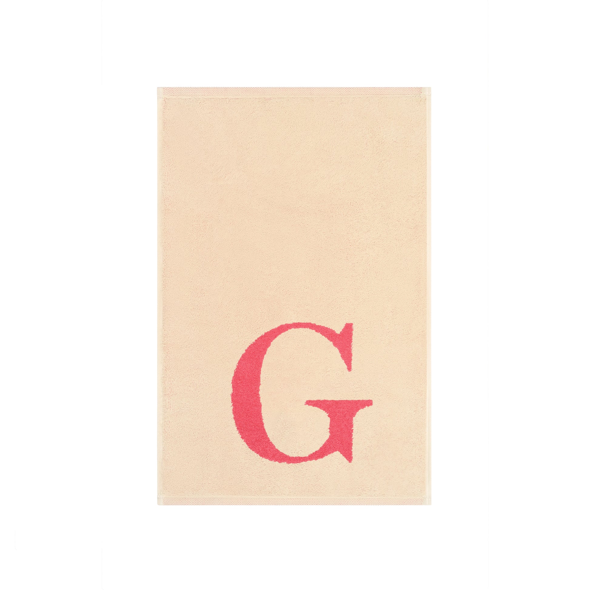 2er Set - Kleines Handtuch mit Buchstabe "G" – Natur / Pink / Orange
