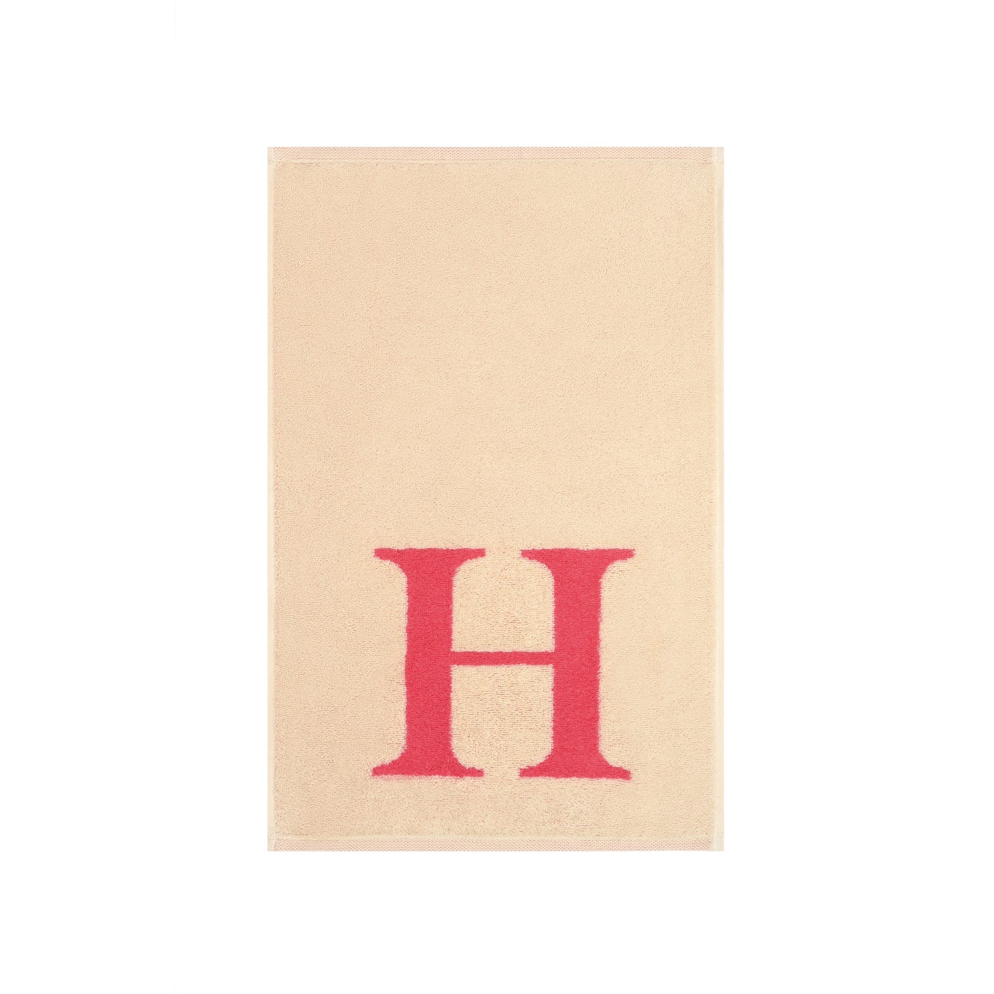 2er Set - Kleines Handtuch mit Buchstabe "H" – Natur / Pink / Orange