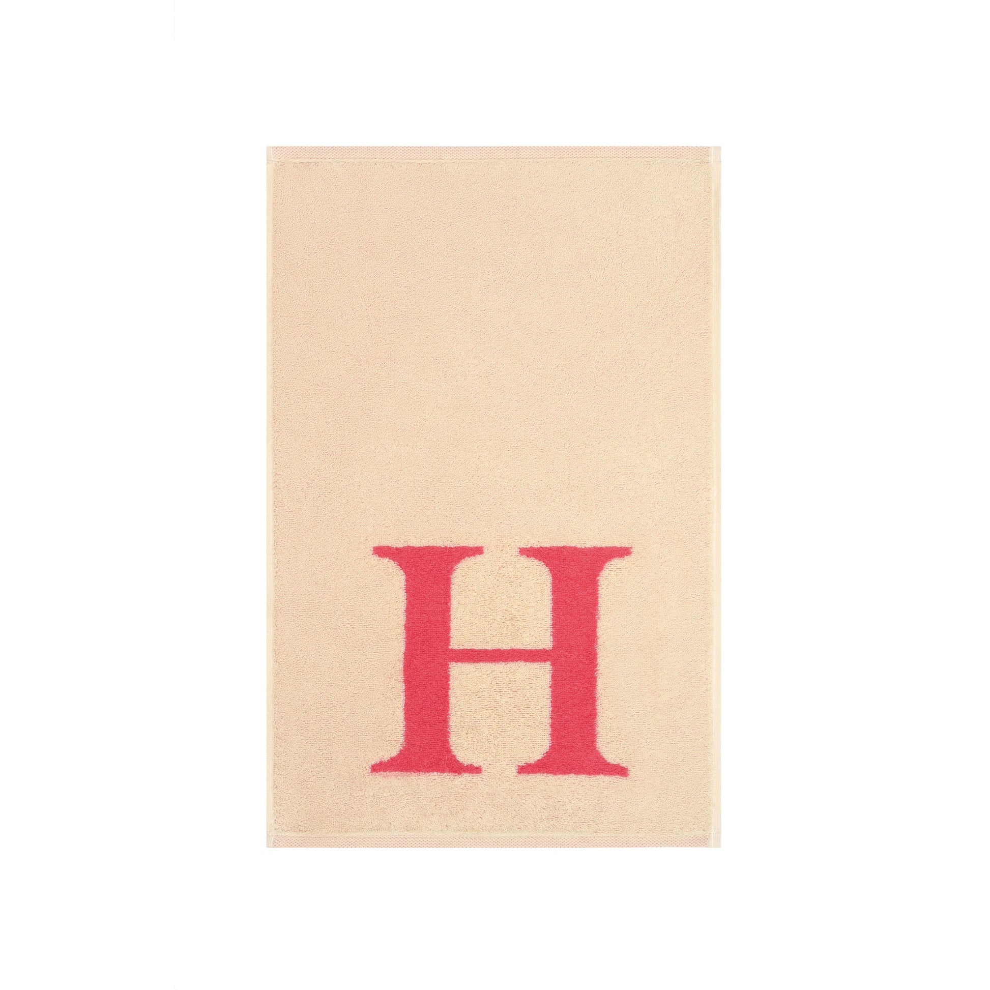 2er Set - Kleines Handtuch mit Buchstabe "H" – Natur / Pink / Orange