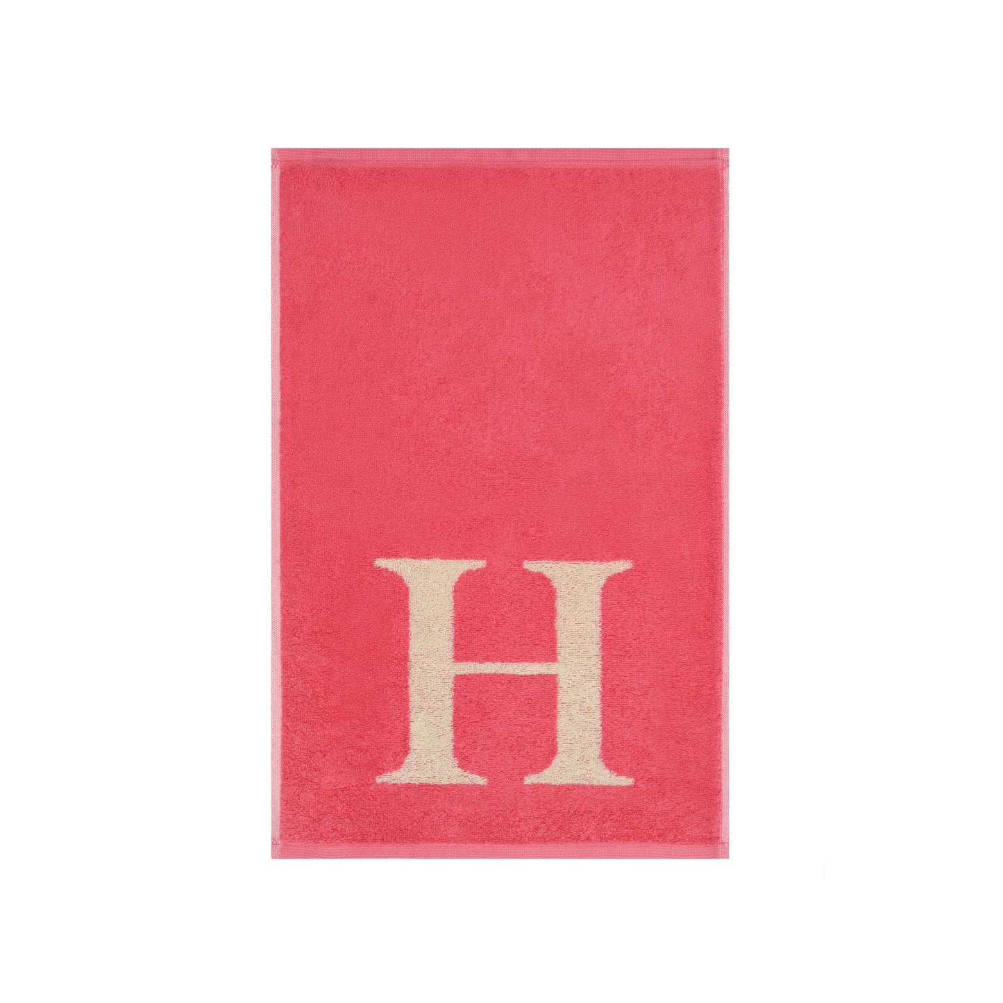 2er Set - Kleines Handtuch mit Buchstabe "H" – Natur / Pink / Orange