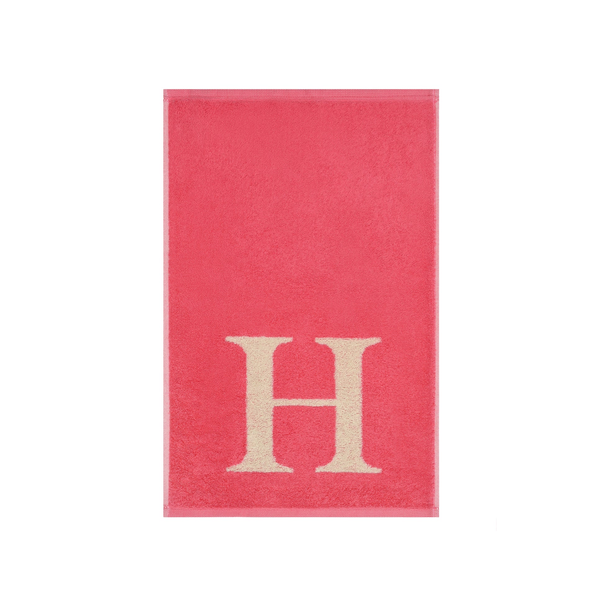 2er Set - Kleines Handtuch mit Buchstabe "H" – Natur / Pink / Orange