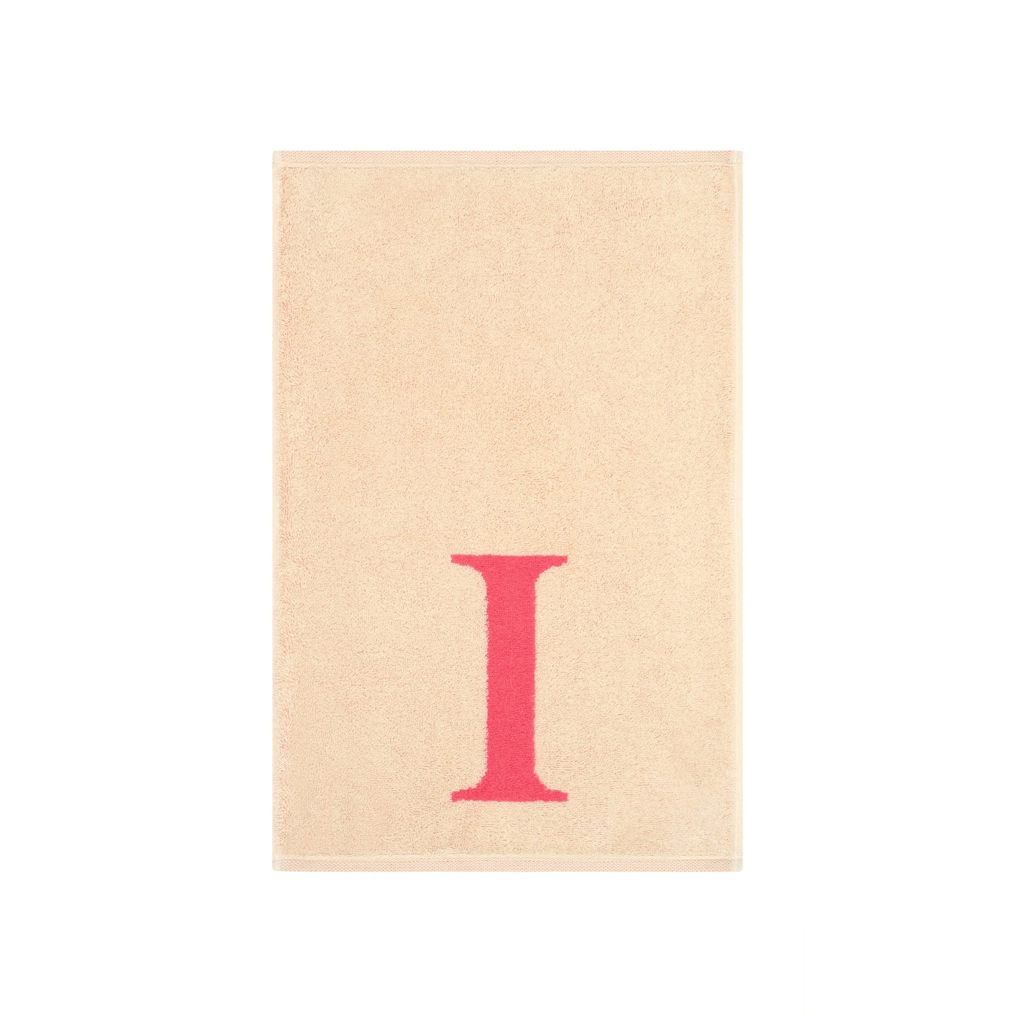 2er Set - Kleines Handtuch mit Buchstabe "I" – Natur / Pink / Orange