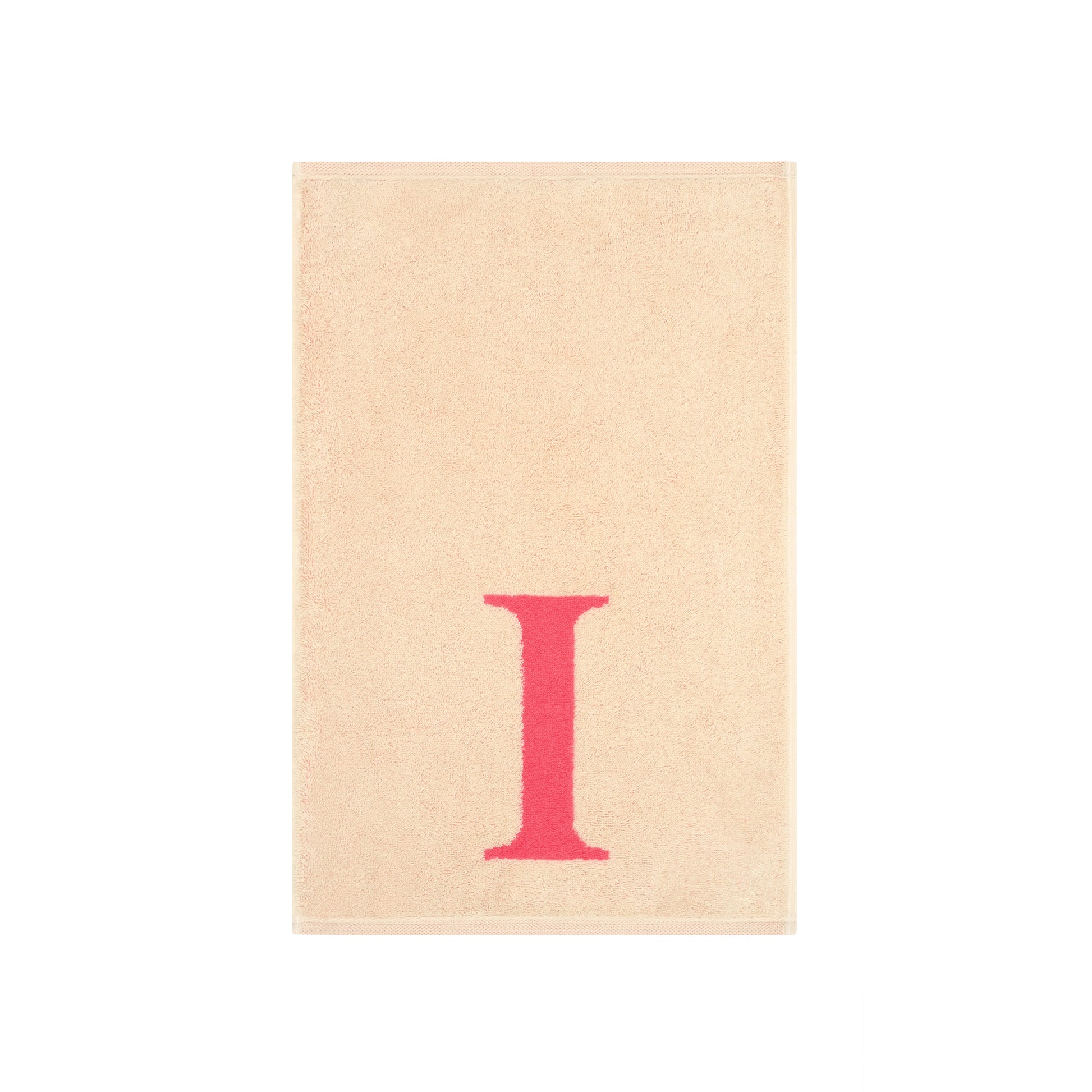 2er Set - Kleines Handtuch mit Buchstabe "I" – Natur / Pink / Orange