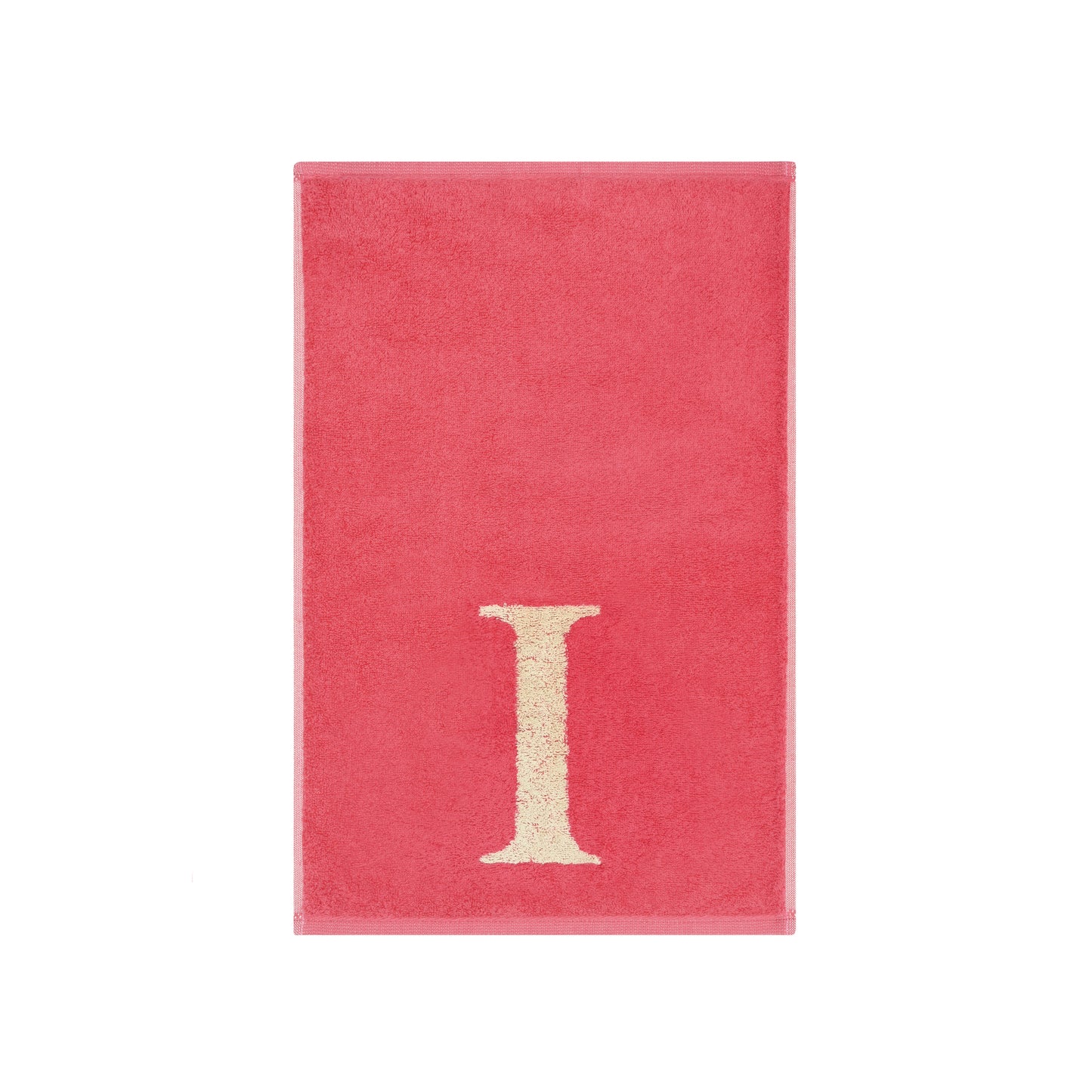 2er Set - Kleines Handtuch mit Buchstabe "I" – Natur / Pink / Orange