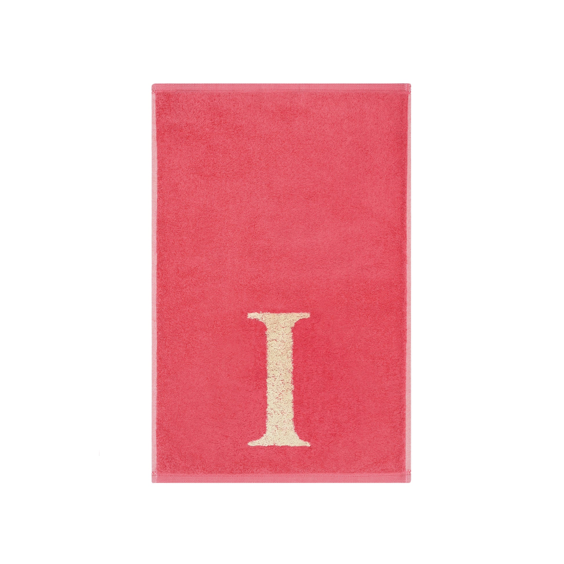 2er Set - Kleines Handtuch mit Buchstabe "I" – Natur / Pink / Orange