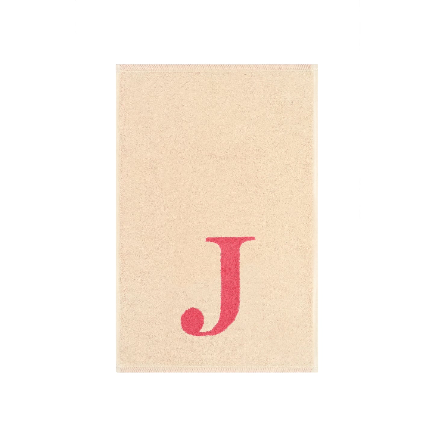 2er Set - Kleines Handtuch mit Buchstabe "J" – Natur / Pink / Orange