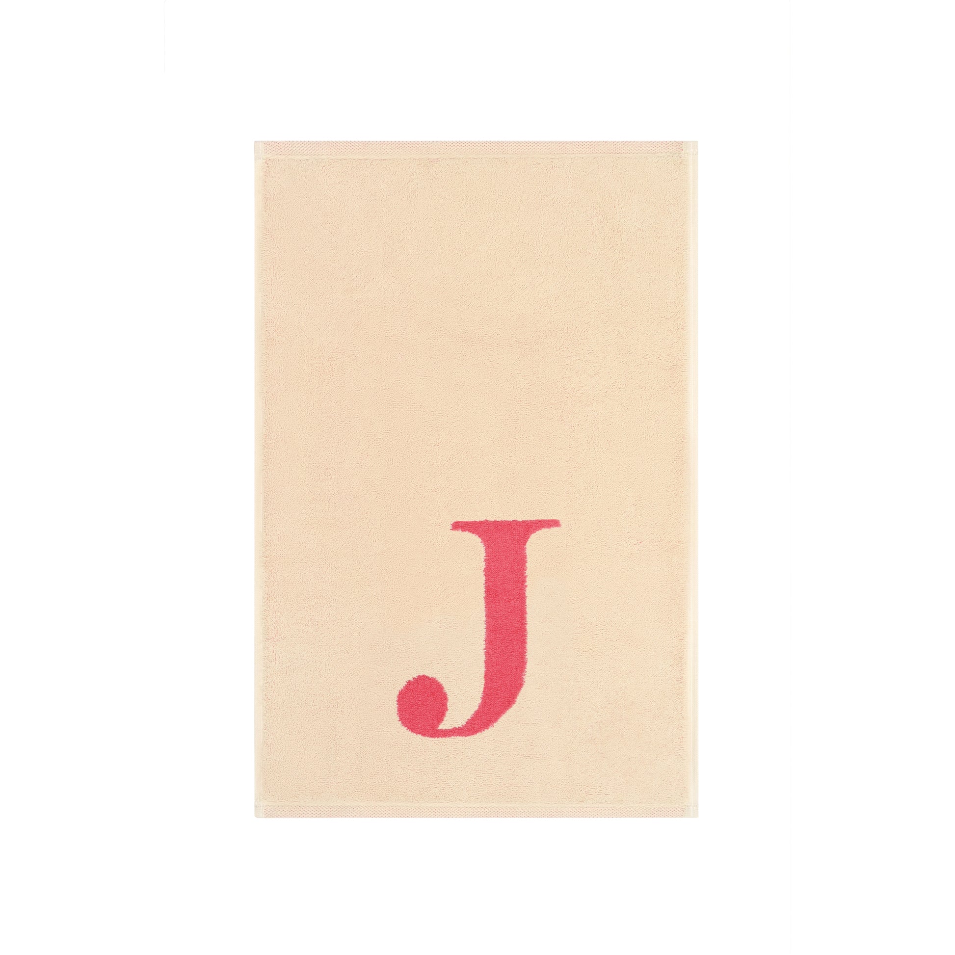 2er Set - Kleines Handtuch mit Buchstabe "J" – Natur / Pink / Orange