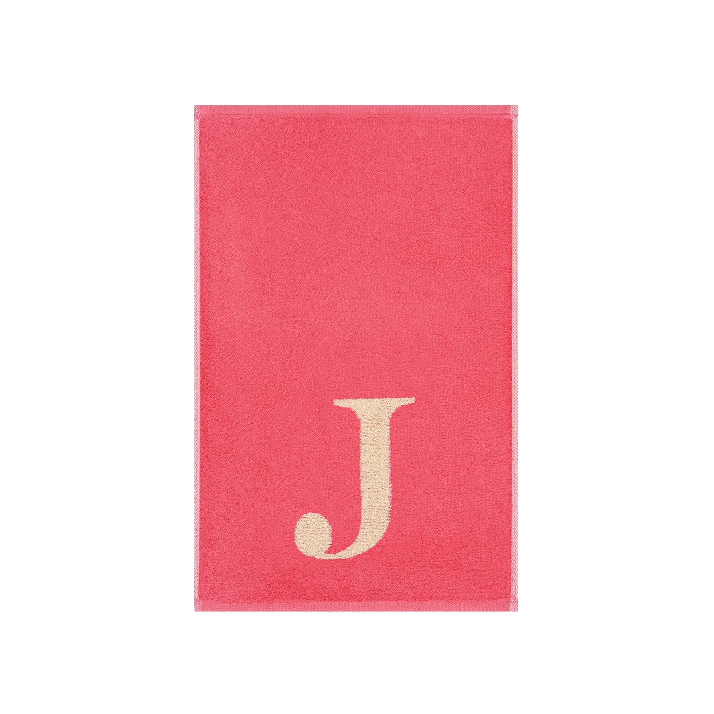 2er Set - Kleines Handtuch mit Buchstabe "J" – Natur / Pink / Orange