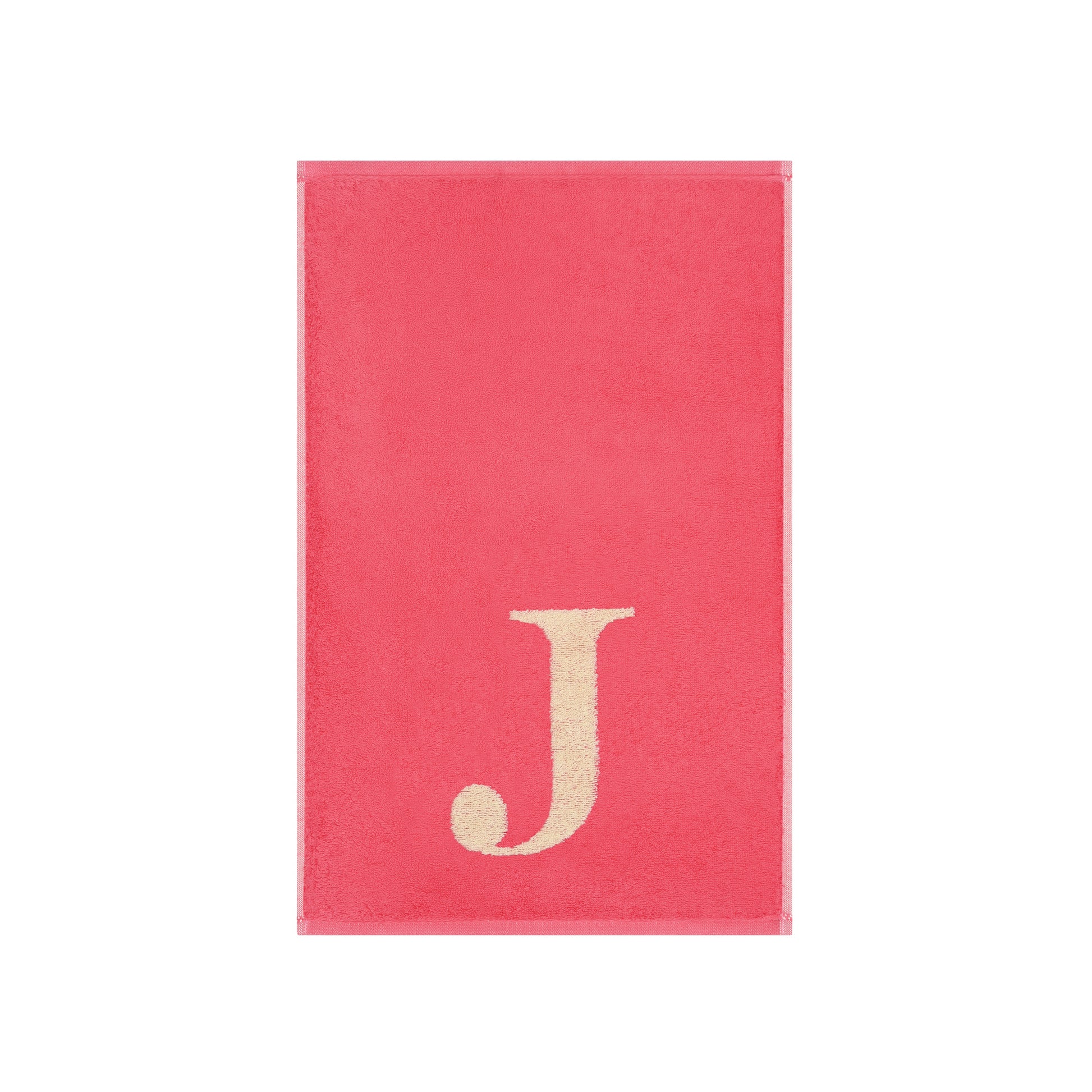 2er Set - Kleines Handtuch mit Buchstabe "J" – Natur / Pink / Orange