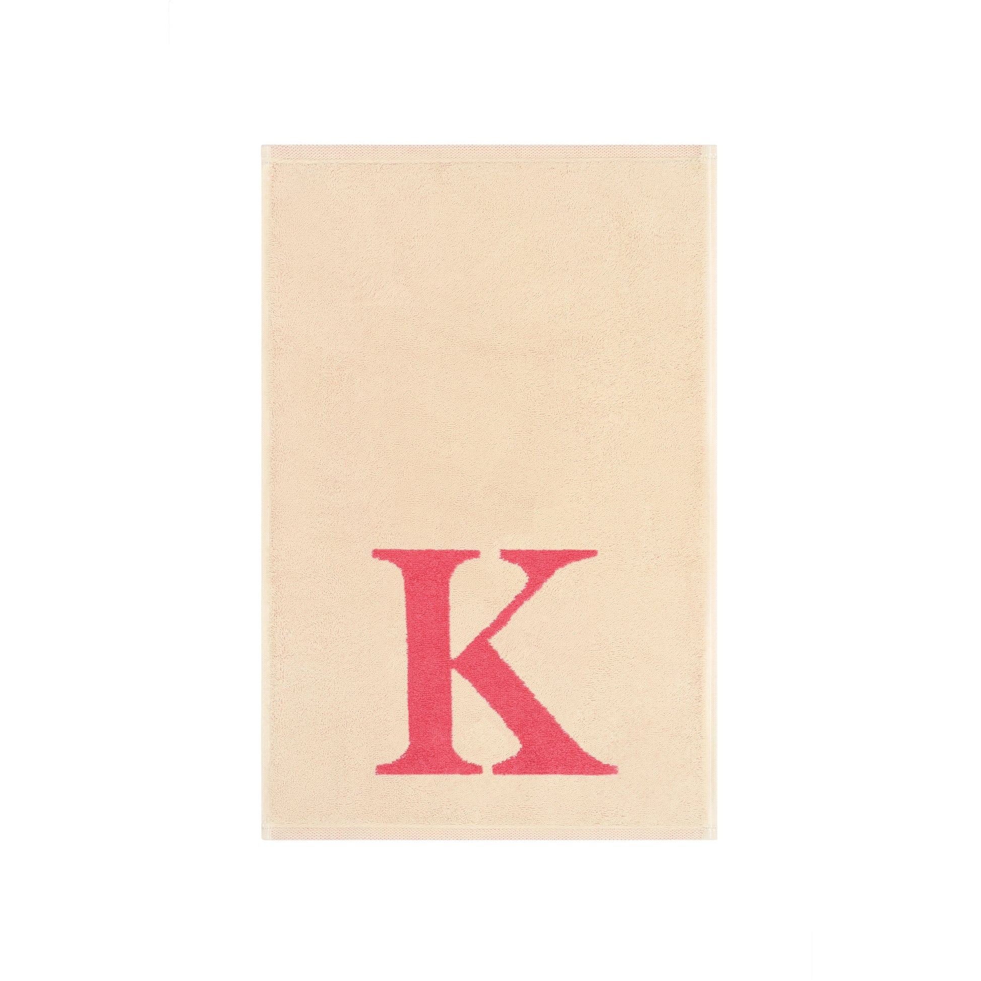 2er Set - Kleines Handtuch mit Buchstabe "K" – Natur / Pink / Orange