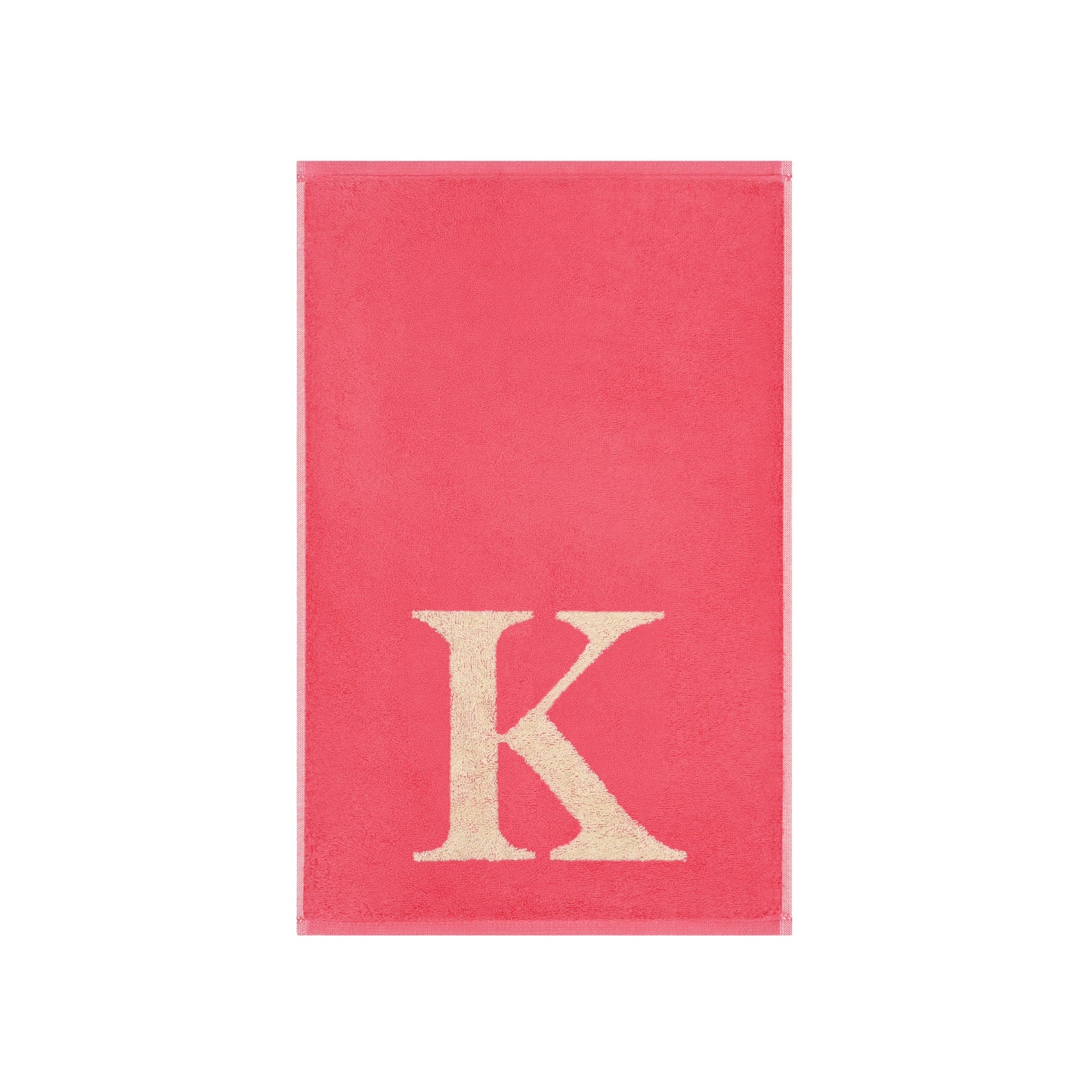 2er Set - Kleines Handtuch mit Buchstabe "K" – Natur / Pink / Orange