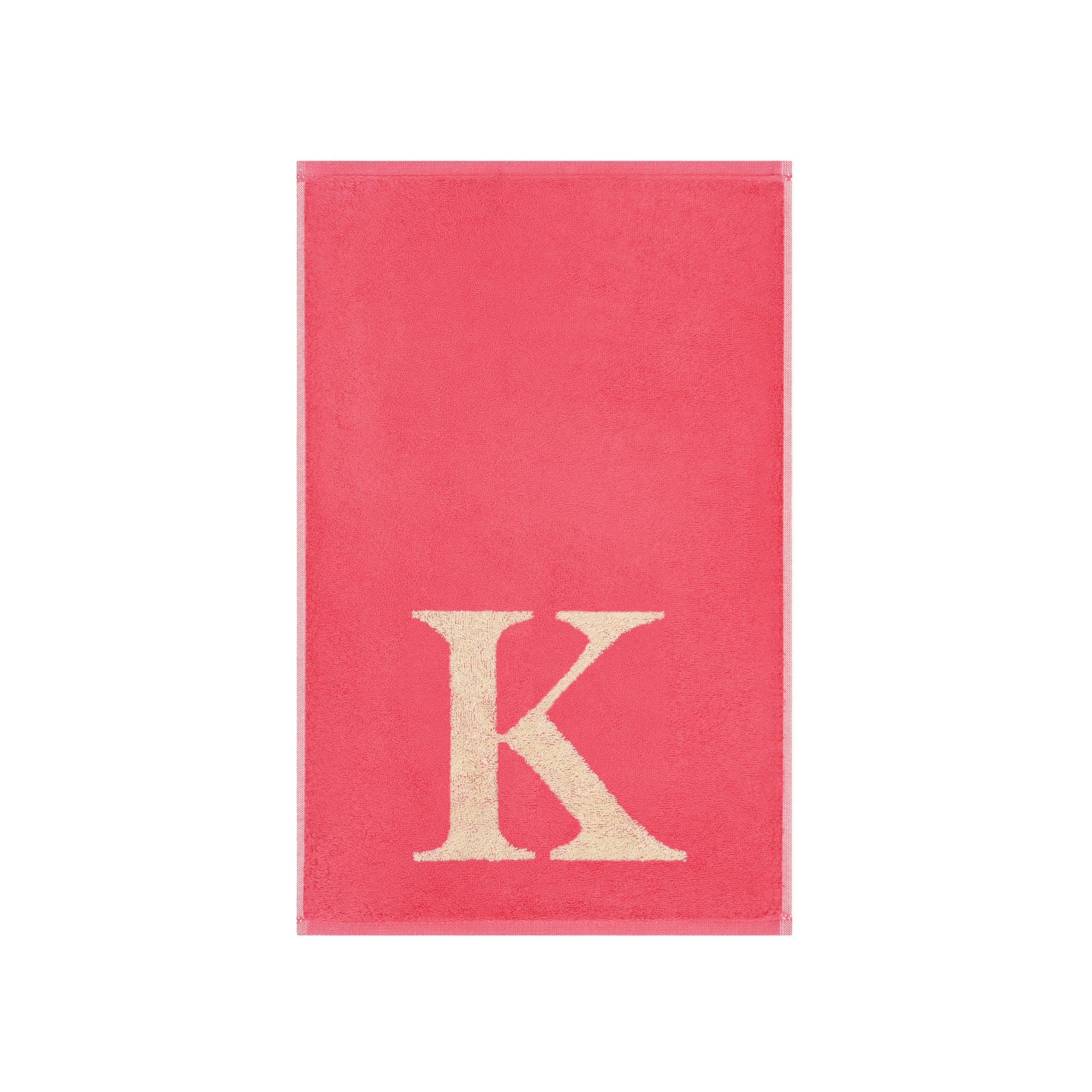 2er Set - Kleines Handtuch mit Buchstabe "K" – Natur / Pink / Orange