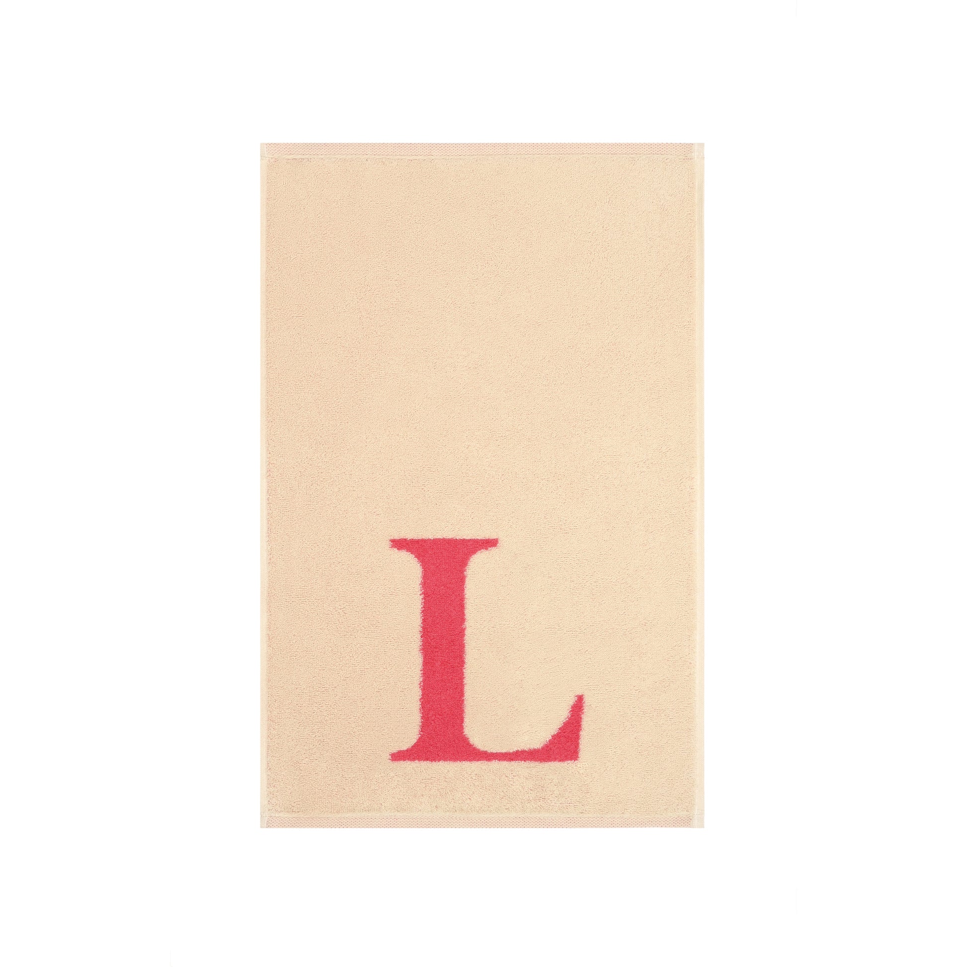 2er Set - Kleines Handtuch mit Buchstabe "L" – Natur / Pink / Orange