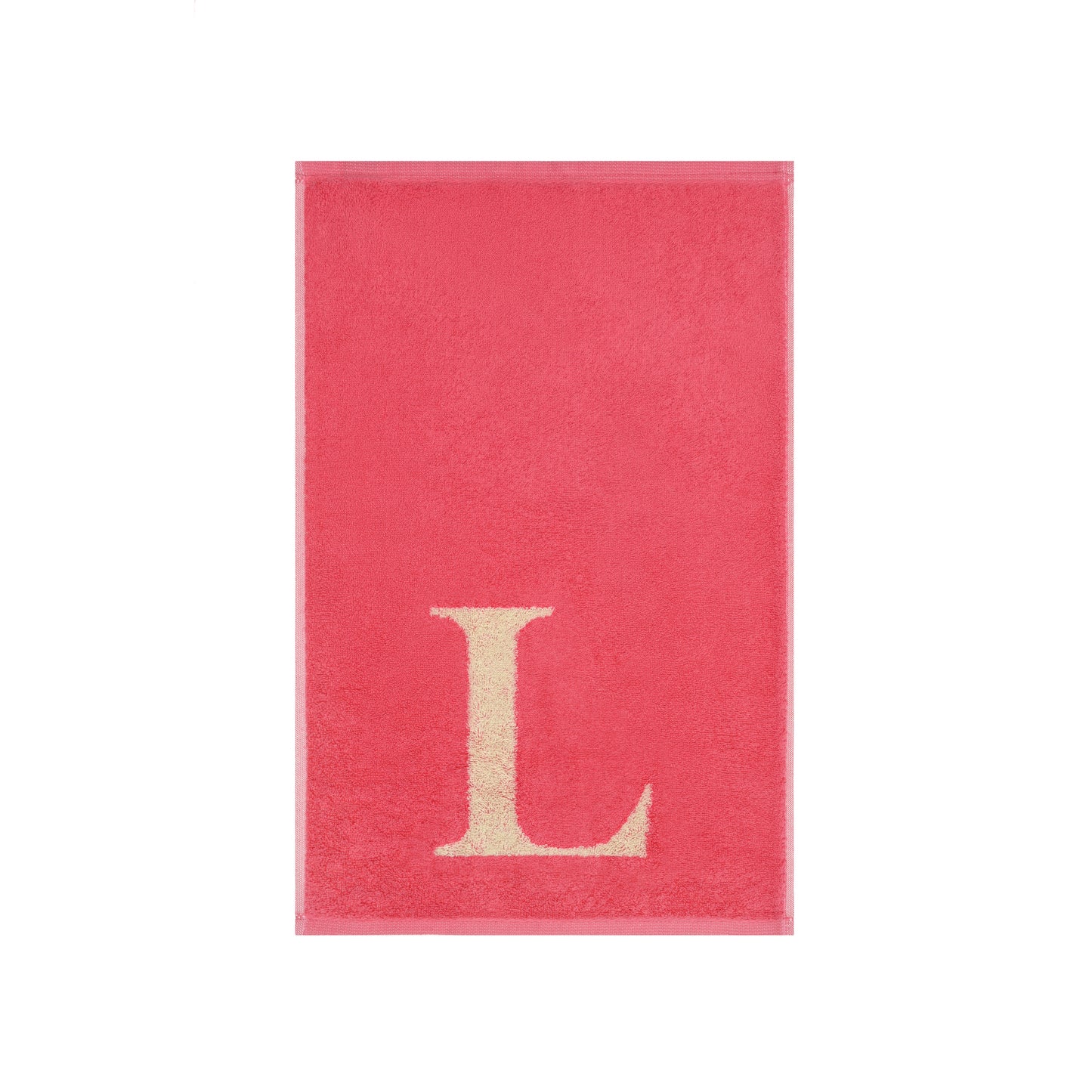 2er Set - Kleines Handtuch mit Buchstabe "L" – Natur / Pink / Orange