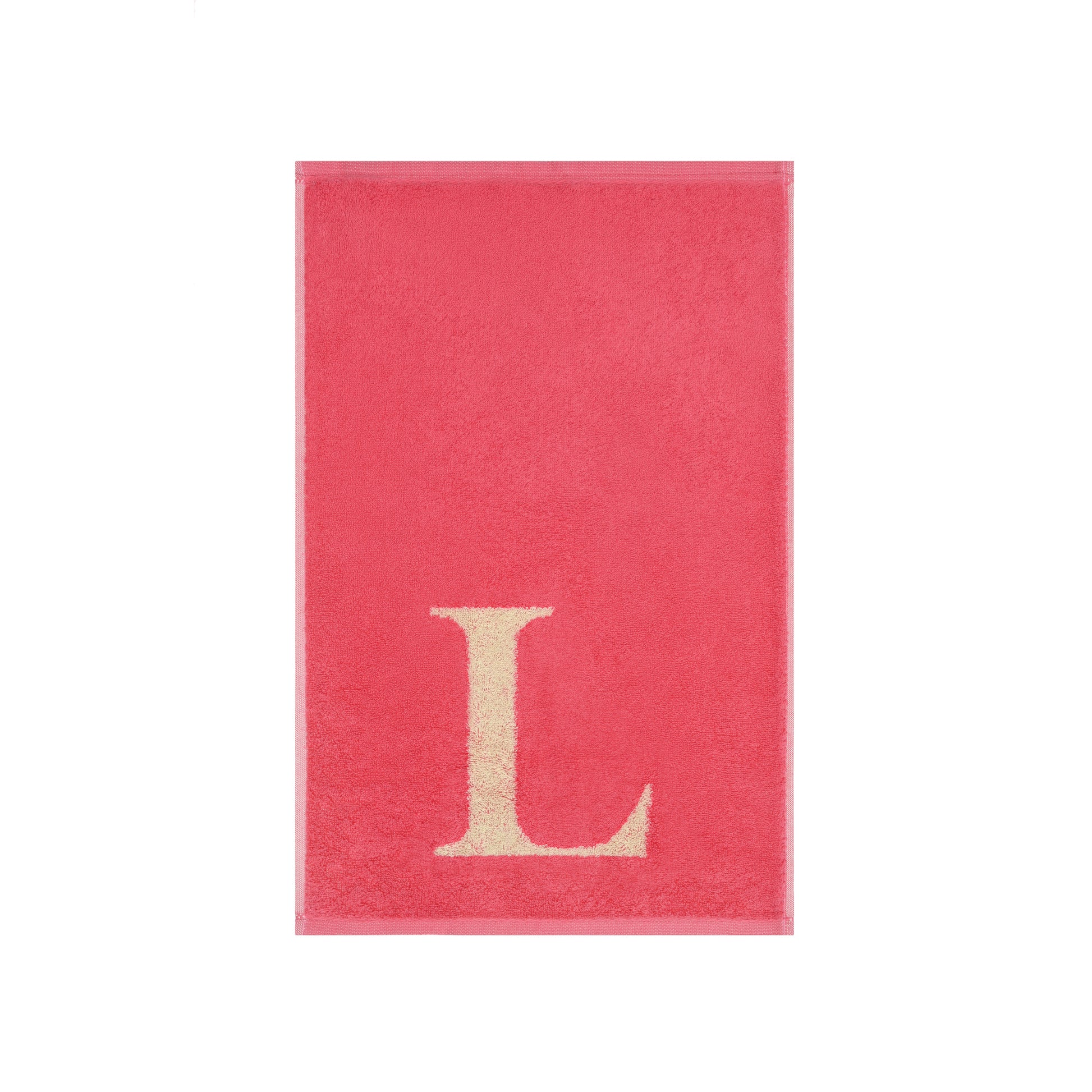 2er Set - Kleines Handtuch mit Buchstabe "L" – Natur / Pink / Orange