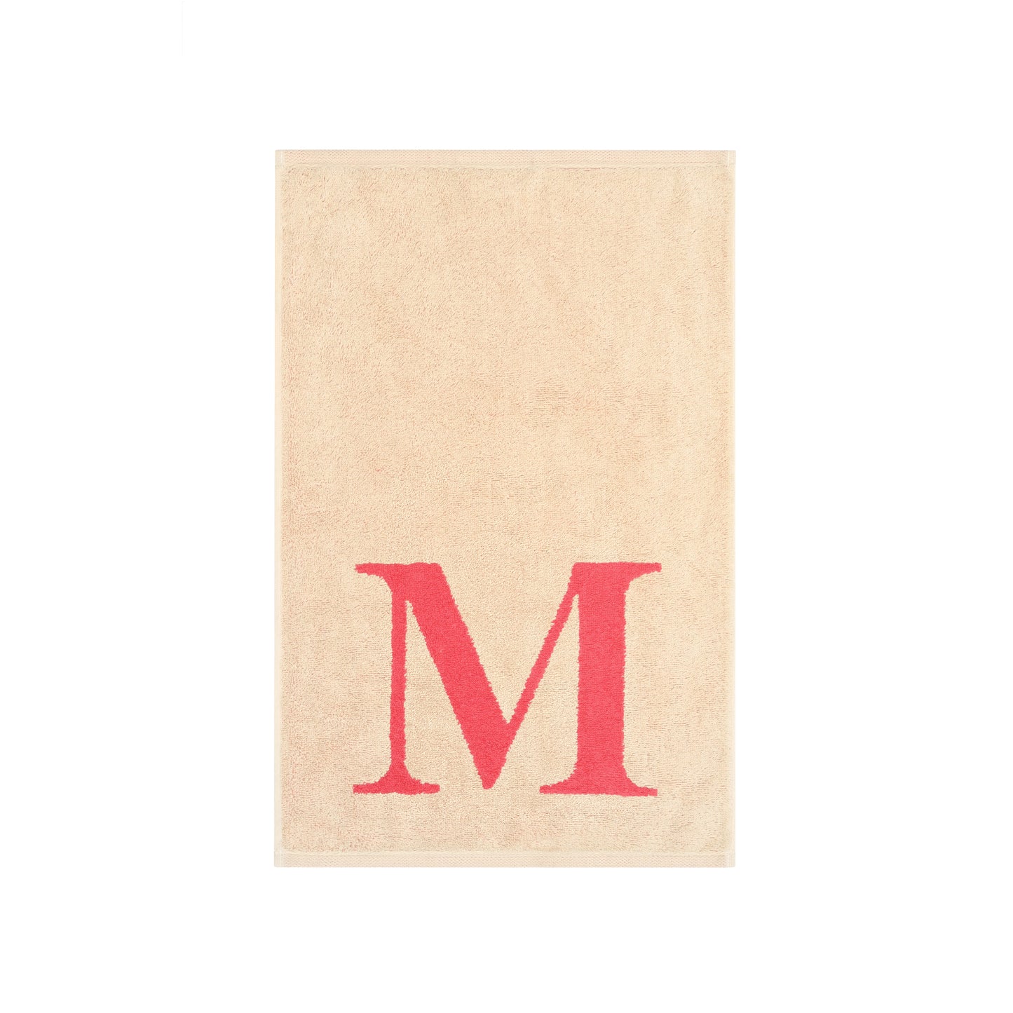 2er Set - Kleines Handtuch mit Buchstabe "M" – Natur / Pink / Orange