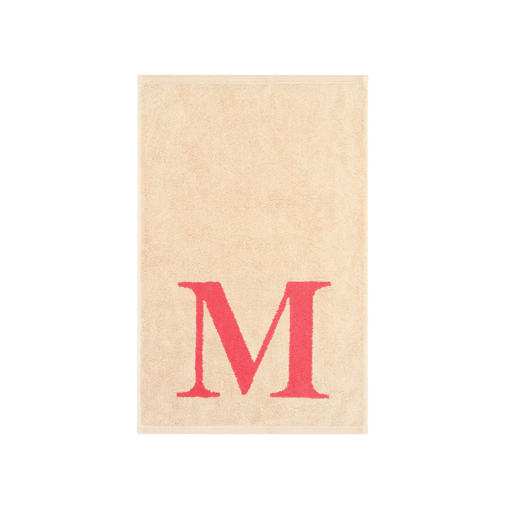 2er Set - Kleines Handtuch mit Buchstabe "M" – Natur / Pink / Orange