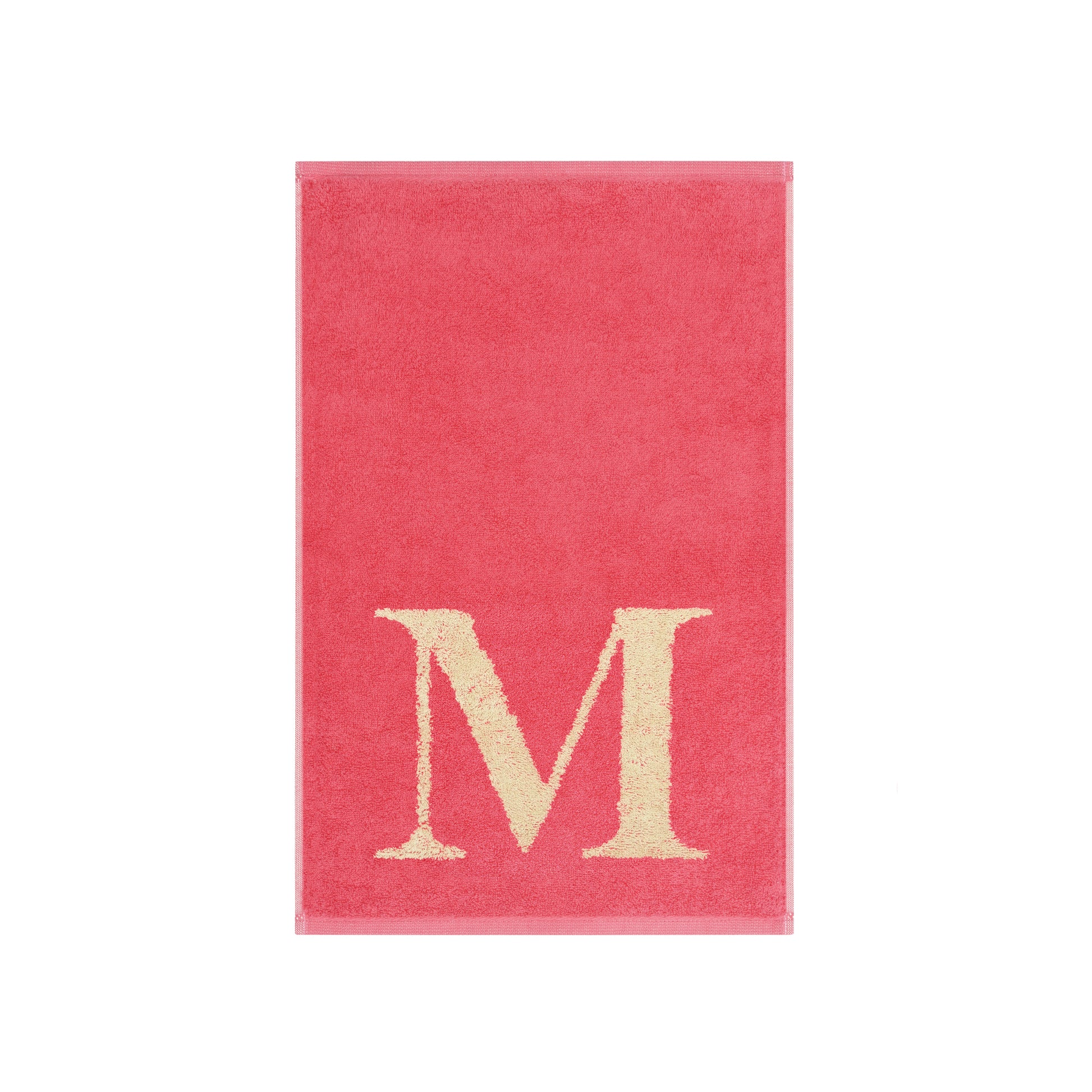 2er Set - Kleines Handtuch mit Buchstabe "M" – Natur / Pink / Orange