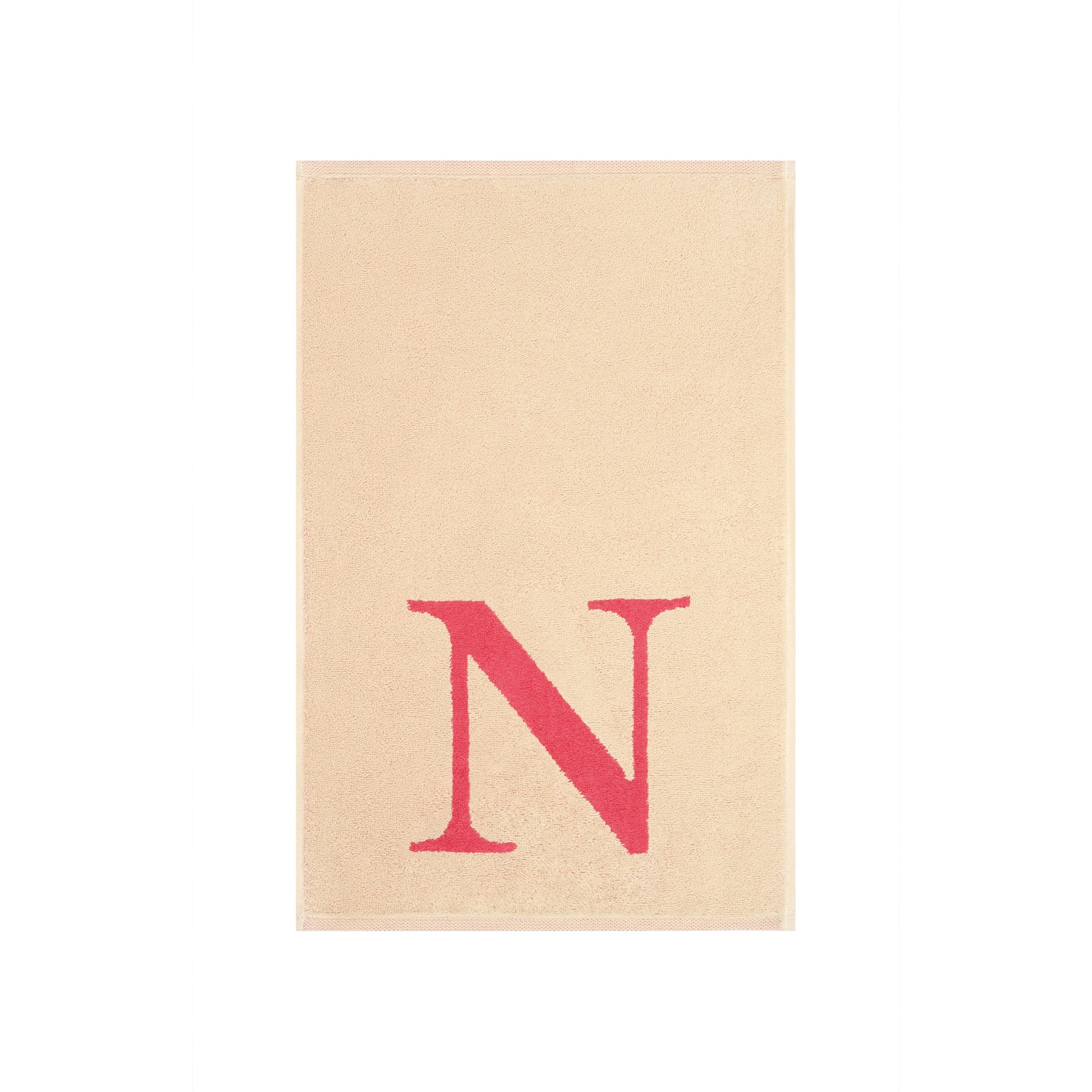 2er Set - Kleines Handtuch mit Buchstabe "N" – Natur / Pink / Orange