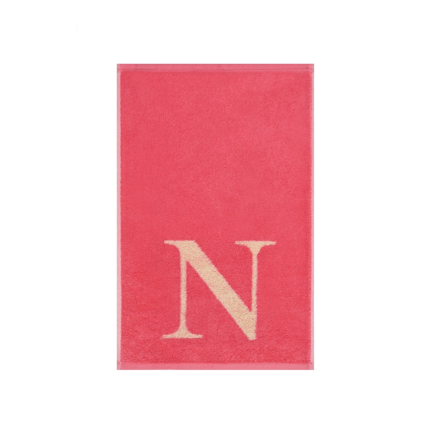 2er Set - Kleines Handtuch mit Buchstabe "N" – Natur / Pink / Orange
