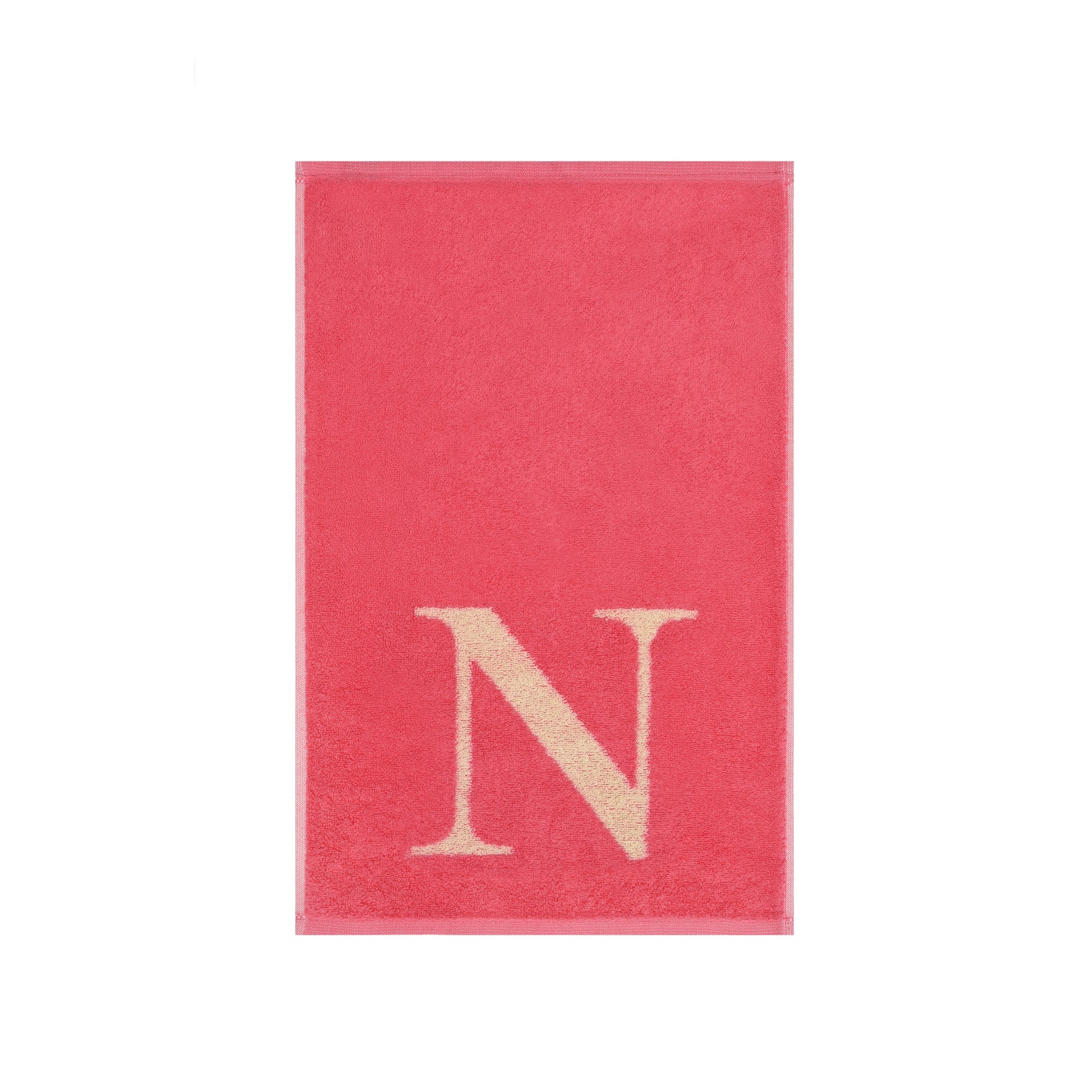 2er Set - Kleines Handtuch mit Buchstabe "N" – Natur / Pink / Orange