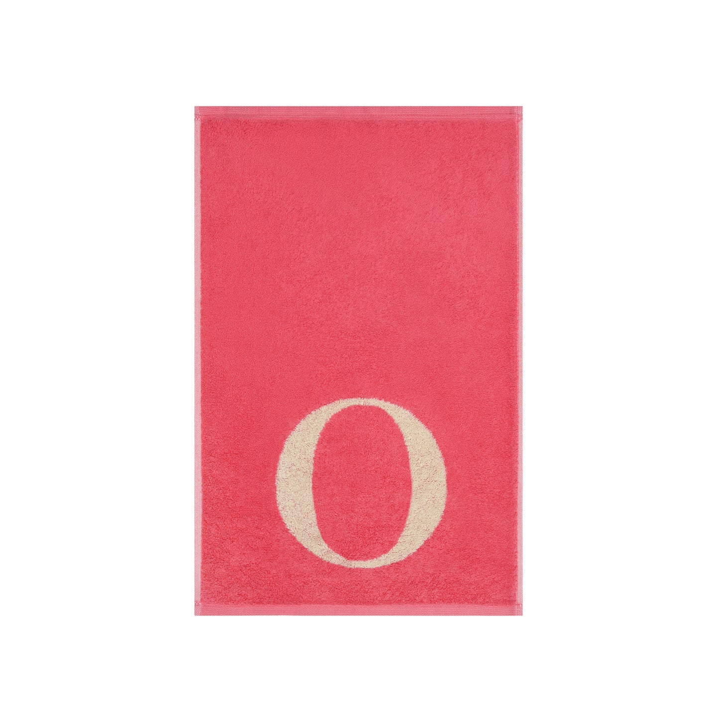 2er Set - Kleines Handtuch mit Buchstabe "O" – Natur / Pink / Orange