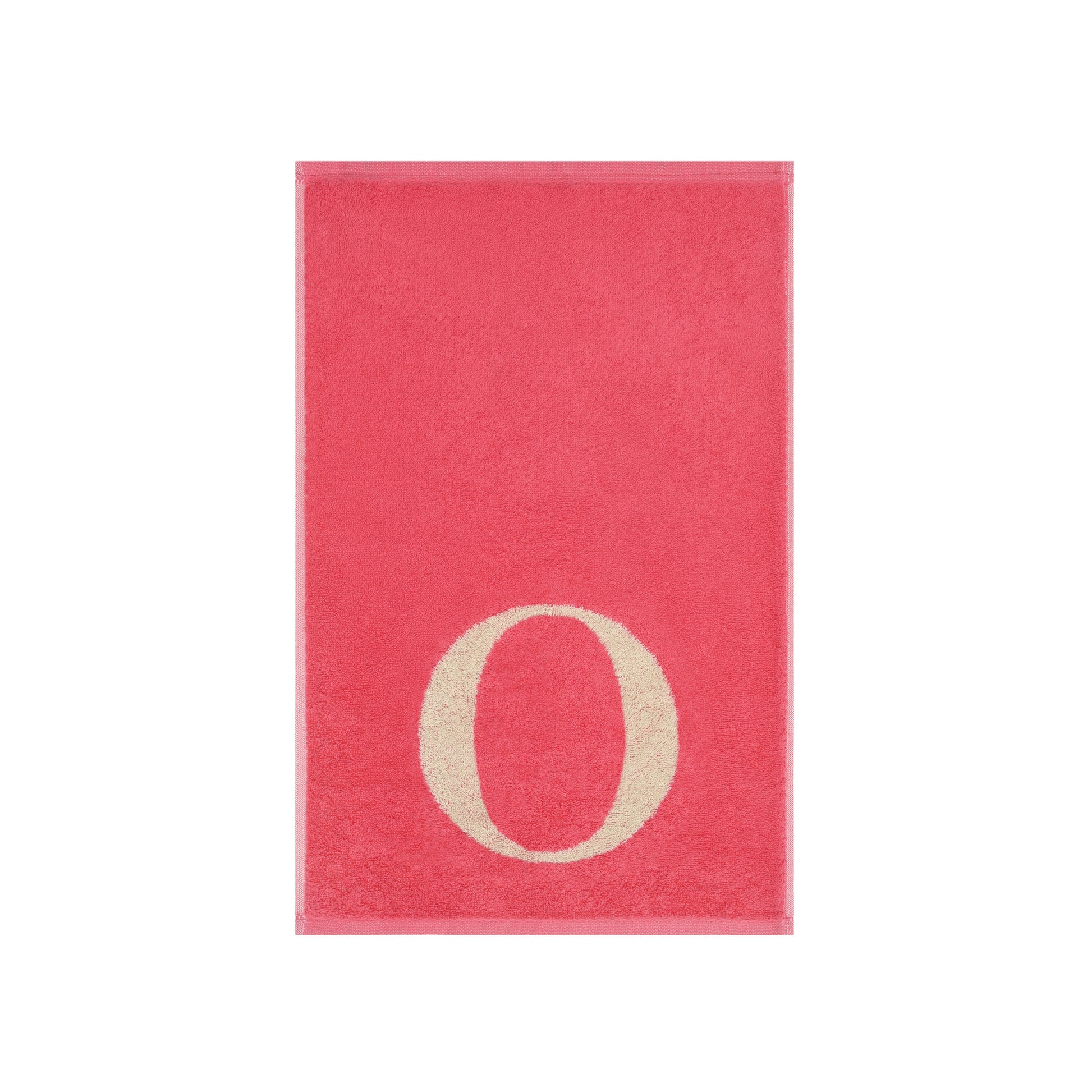 2er Set - Kleines Handtuch mit Buchstabe "O" – Natur / Pink / Orange