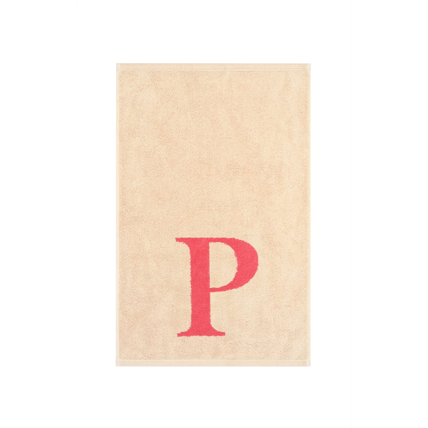 2er Set - Kleines Handtuch mit Buchstabe "P" – Natur / Pink / Orange