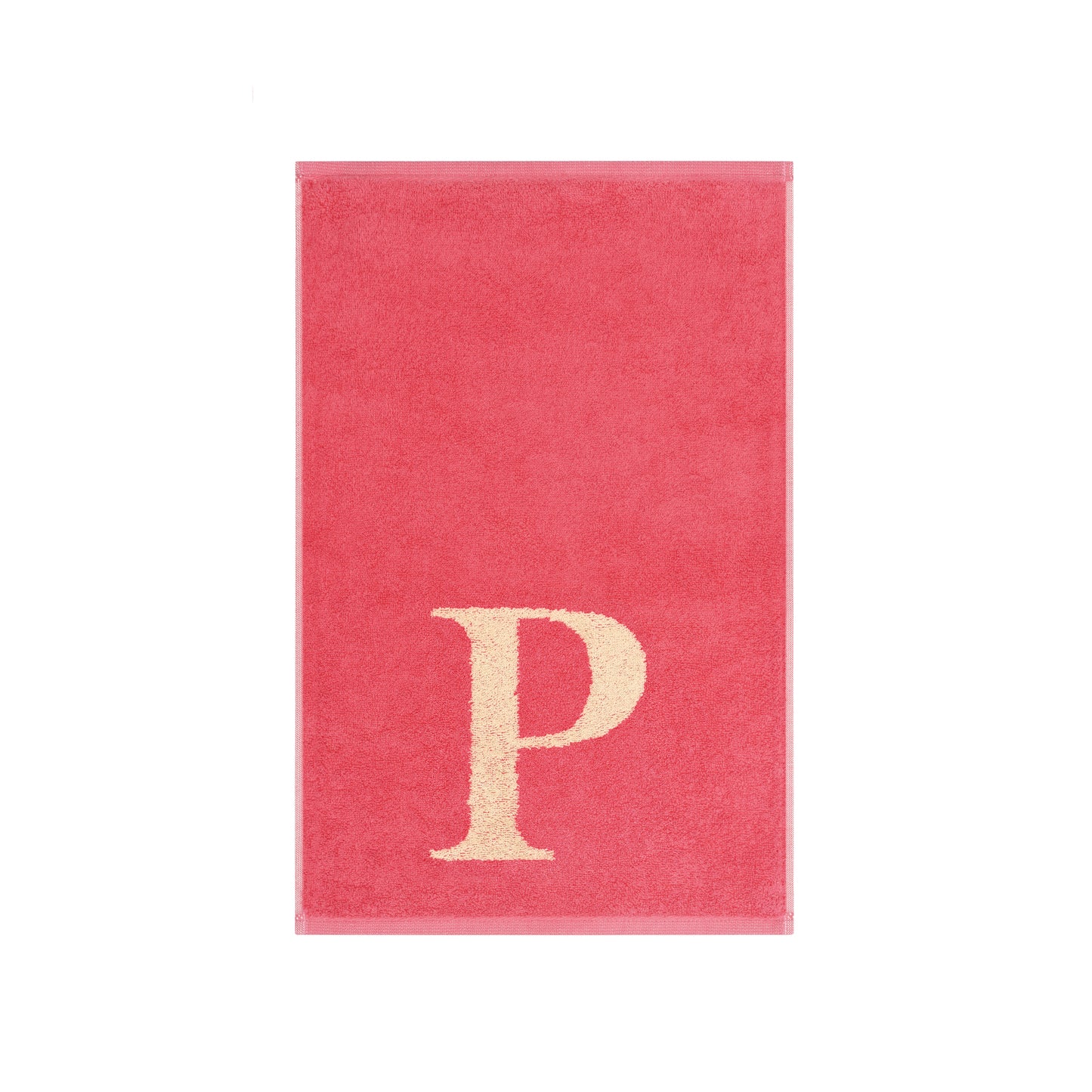 2er Set - Kleines Handtuch mit Buchstabe "P" – Natur / Pink / Orange