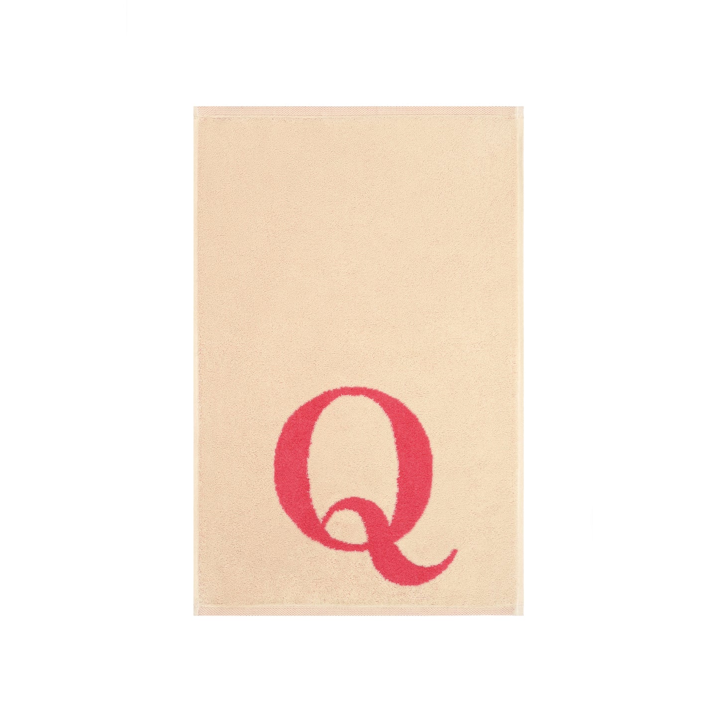 2er Set - Kleines Handtuch mit Buchstabe "Q" – Natur / Pink / Orange