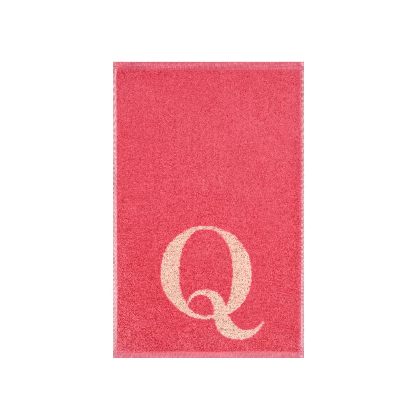 2er Set - Kleines Handtuch mit Buchstabe "Q" – Natur / Pink / Orange
