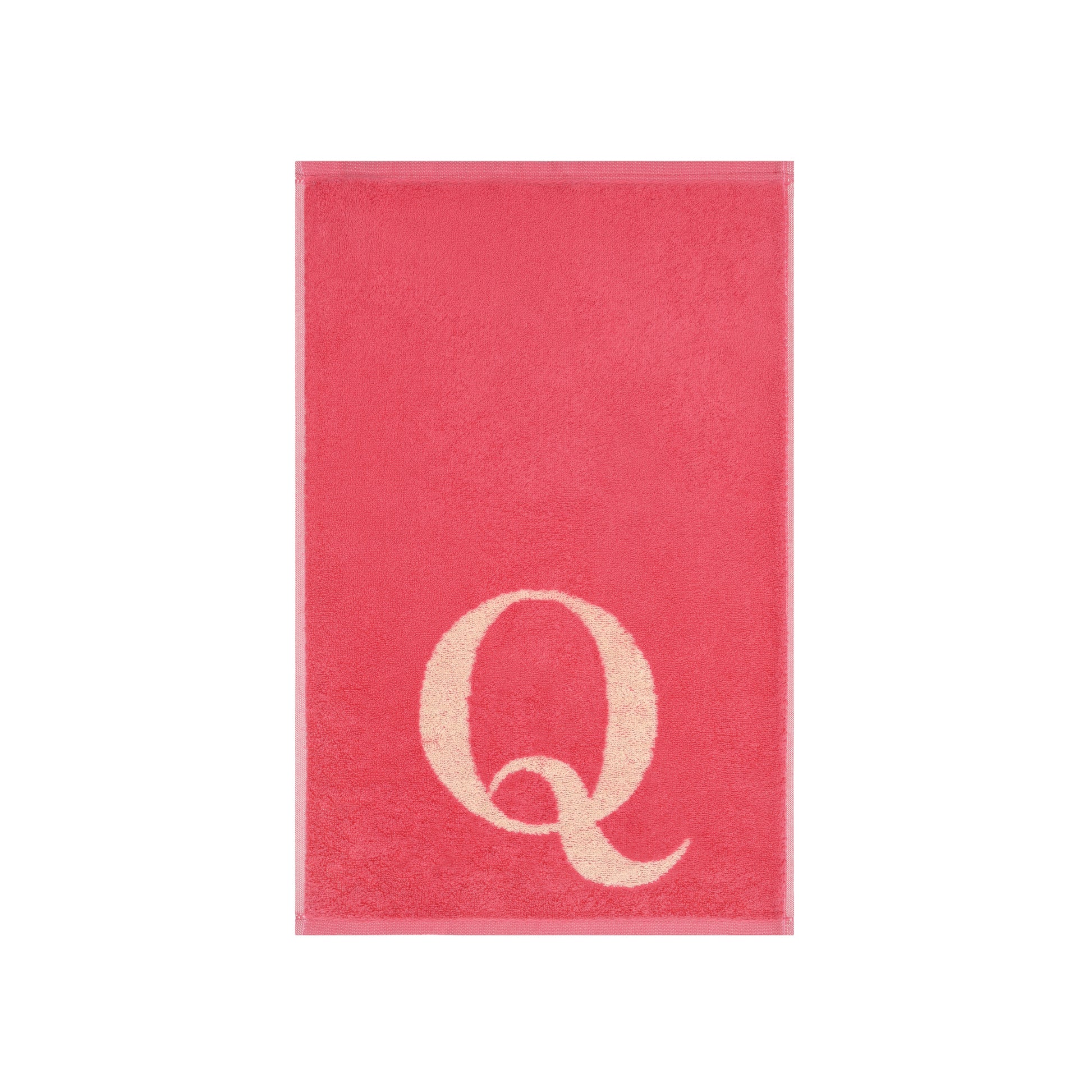 2er Set - Kleines Handtuch mit Buchstabe "Q" – Natur / Pink / Orange