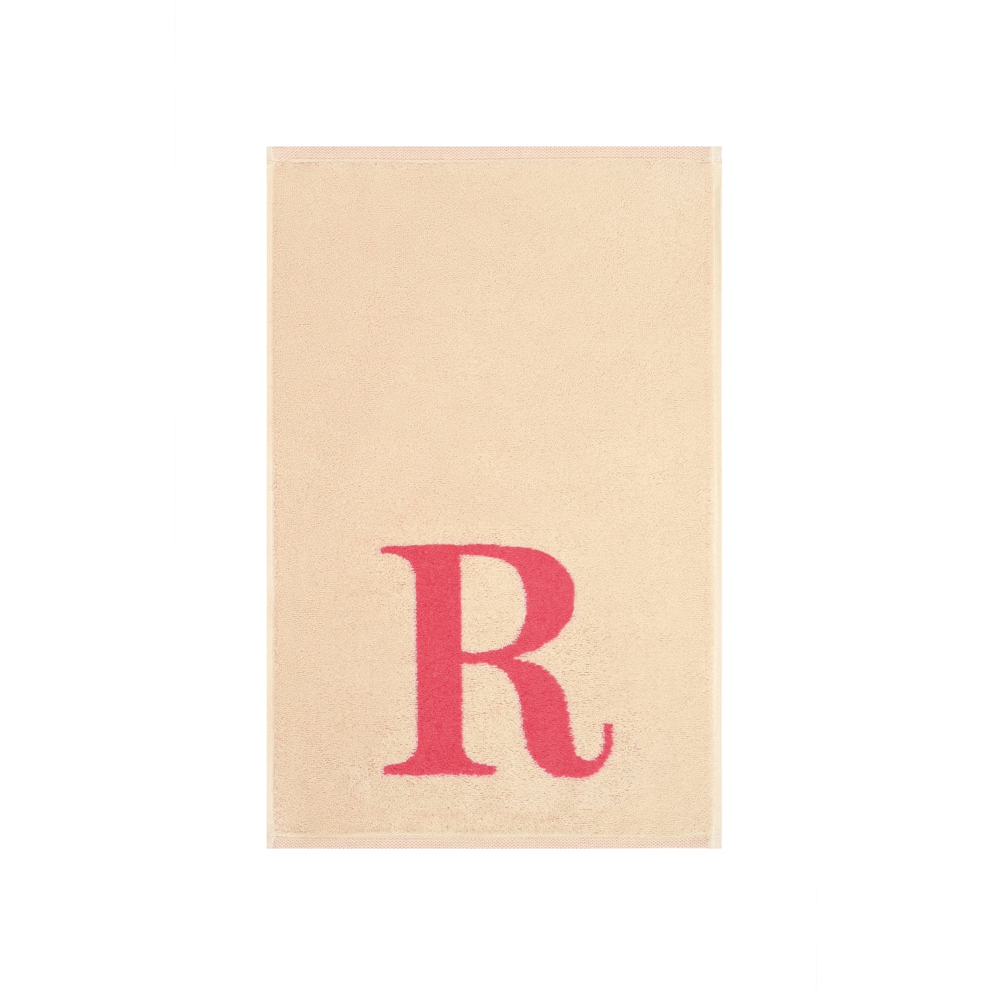 2er Set - Kleines Handtuch mit Buchstabe "R" – Natur / Pink / Orange