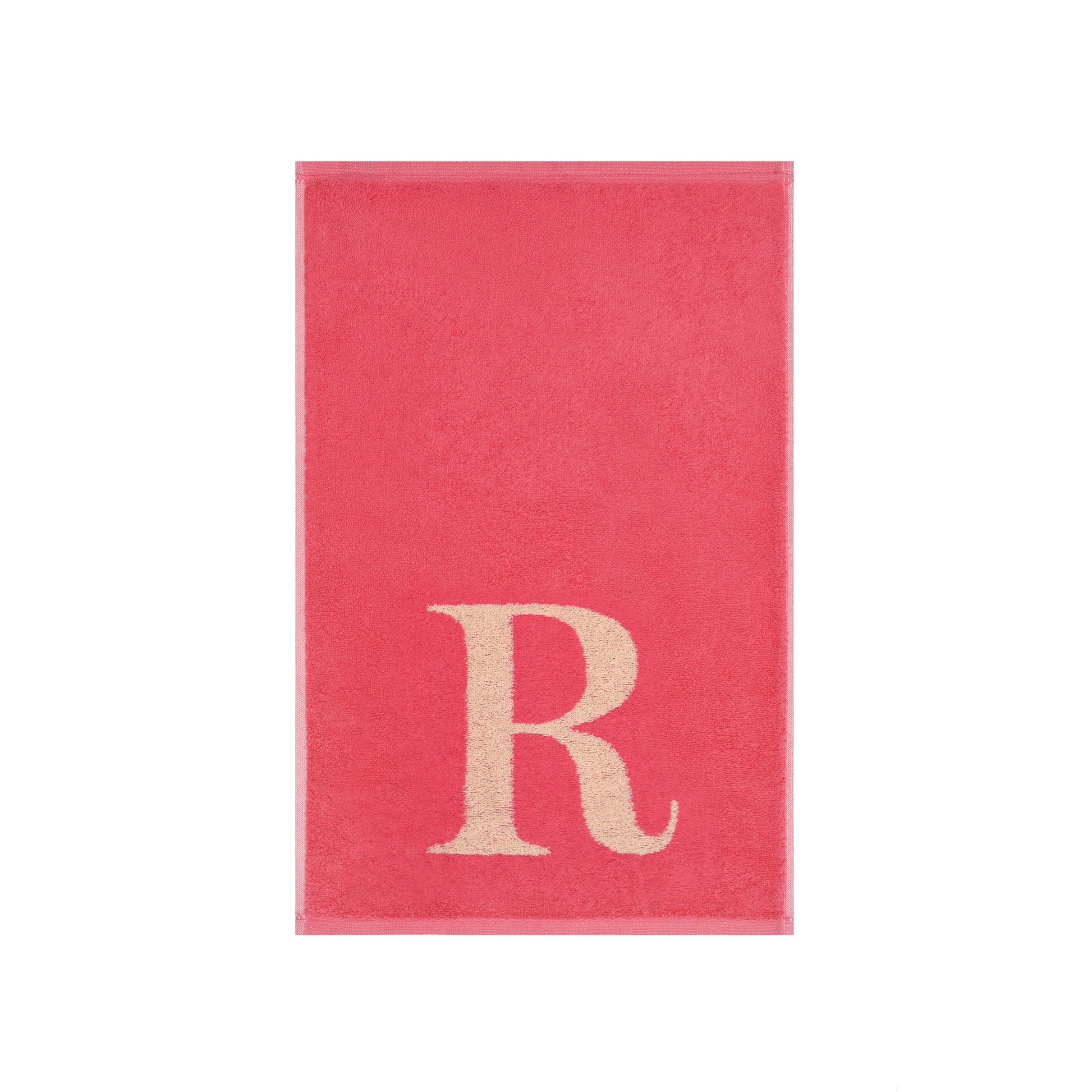 2er Set - Kleines Handtuch mit Buchstabe "R" – Natur / Pink / Orange