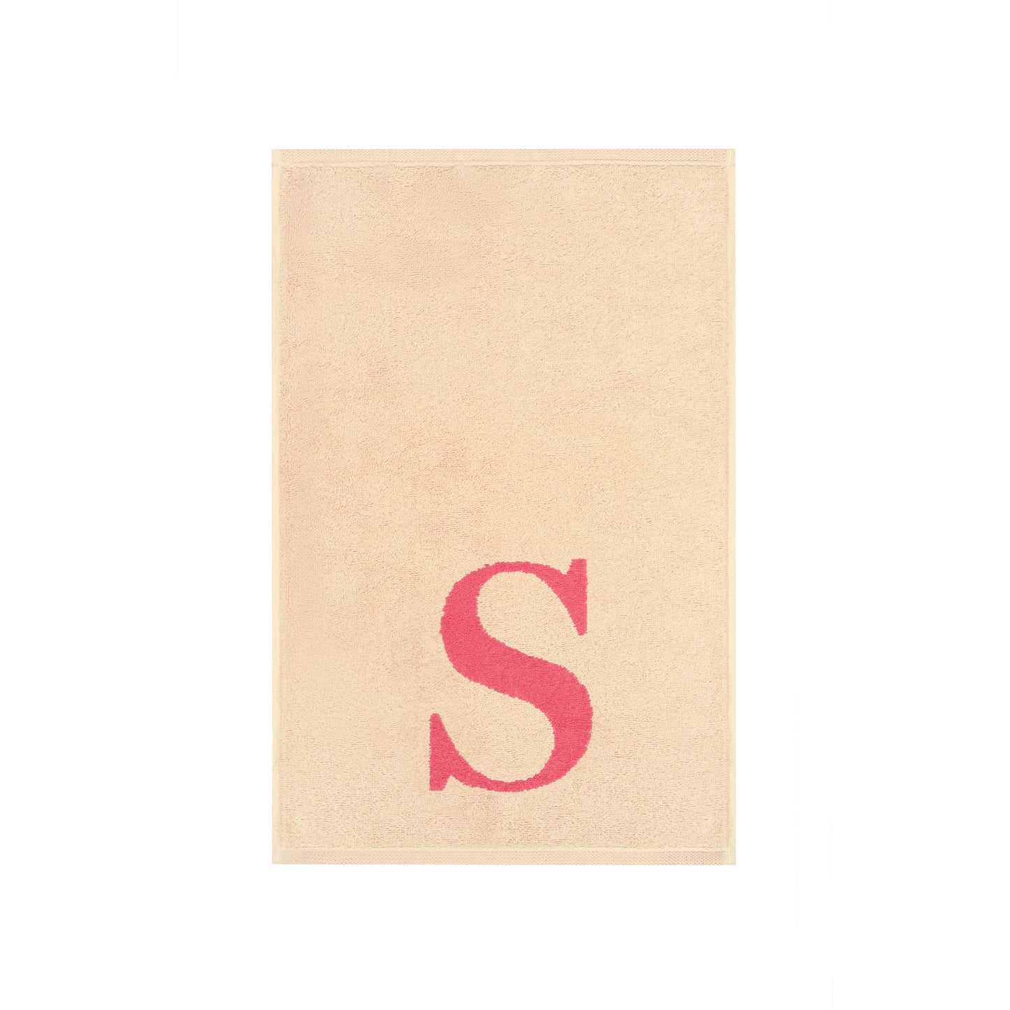 2er Set - Kleines Handtuch mit Buchstabe "S" – Natur / Pink / Orange