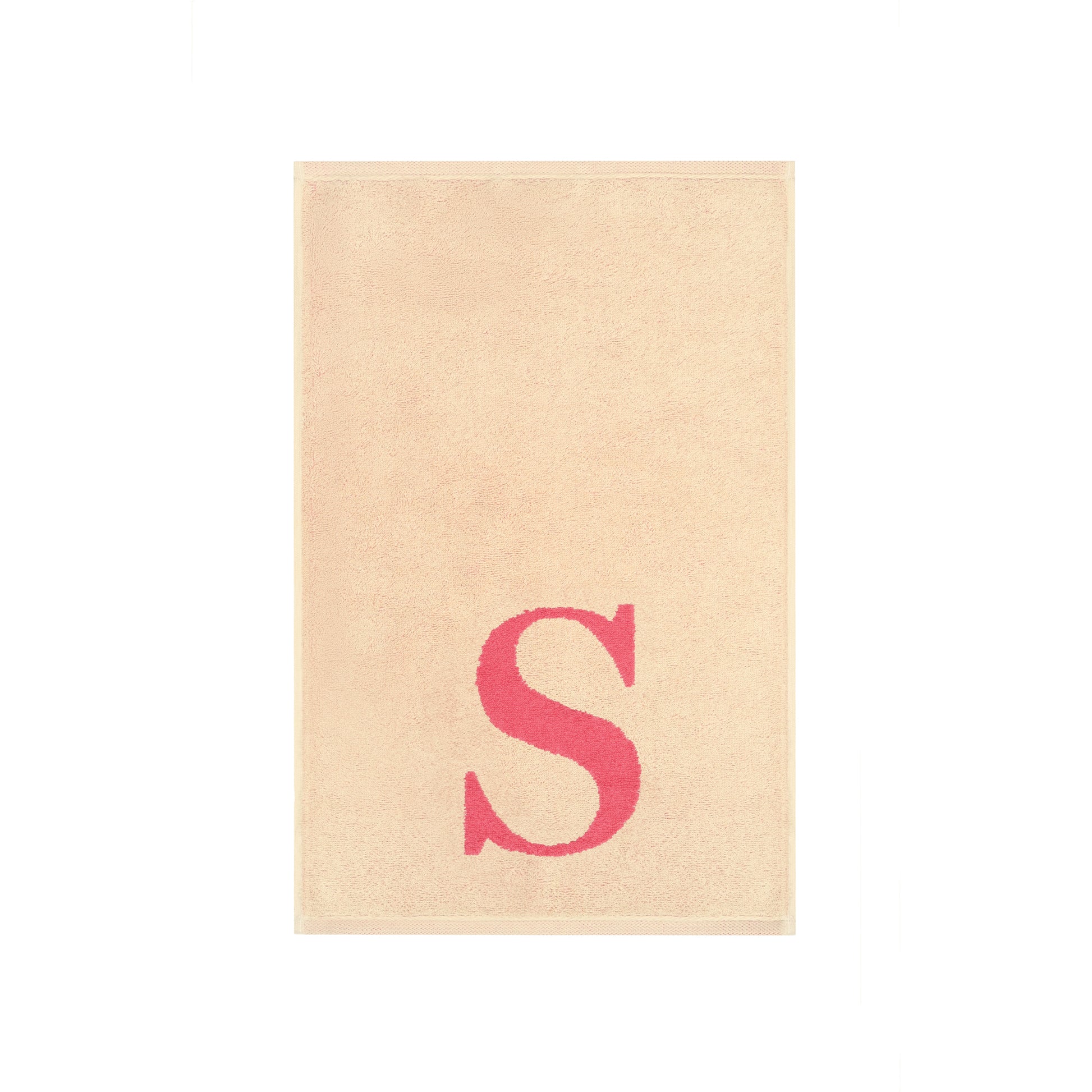 2er Set - Kleines Handtuch mit Buchstabe "S" – Natur / Pink / Orange