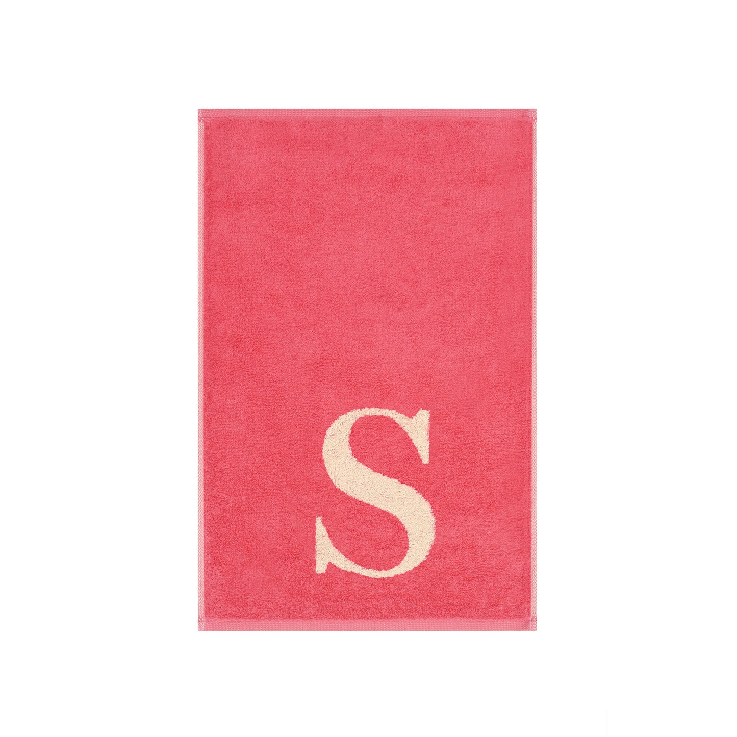 2er Set - Kleines Handtuch mit Buchstabe "S" – Natur / Pink / Orange