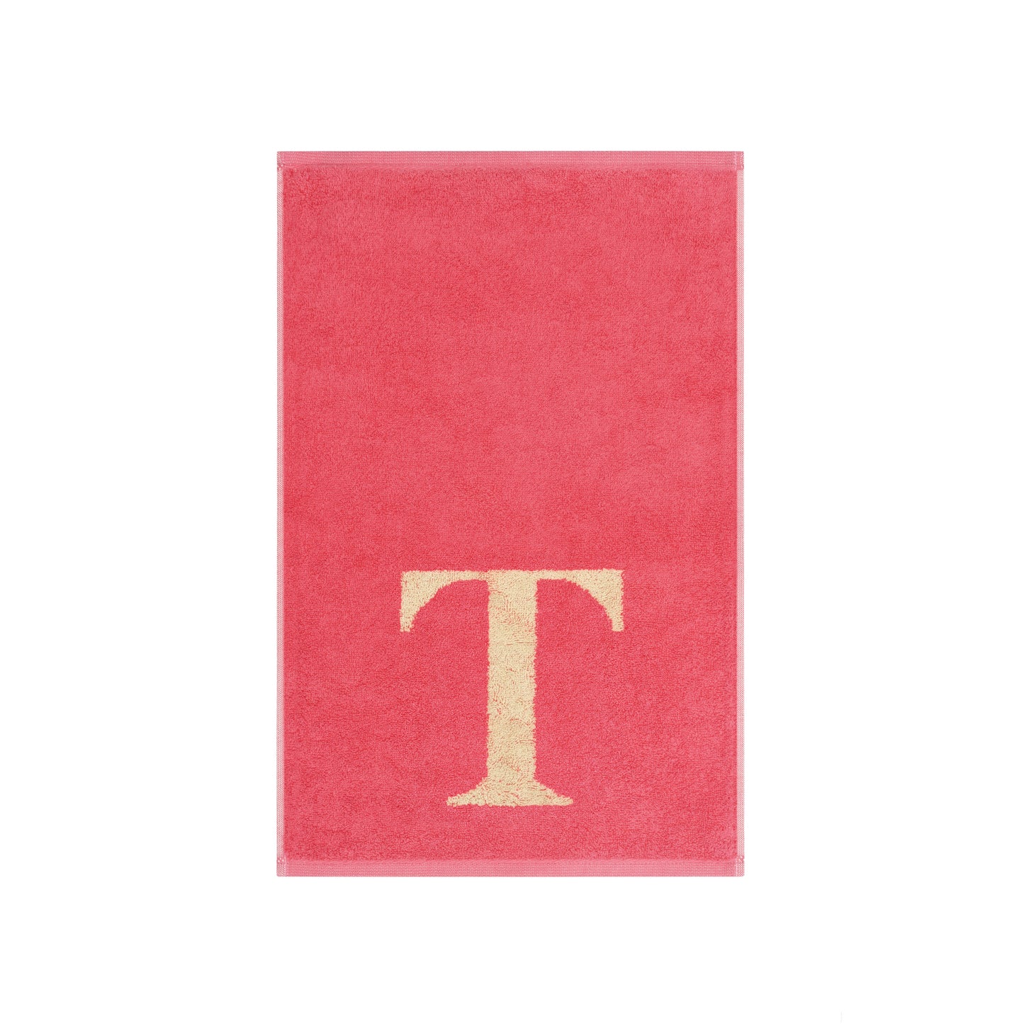 2er Set - Kleines Handtuch mit Buchstabe "T" – Natur / Pink / Orange